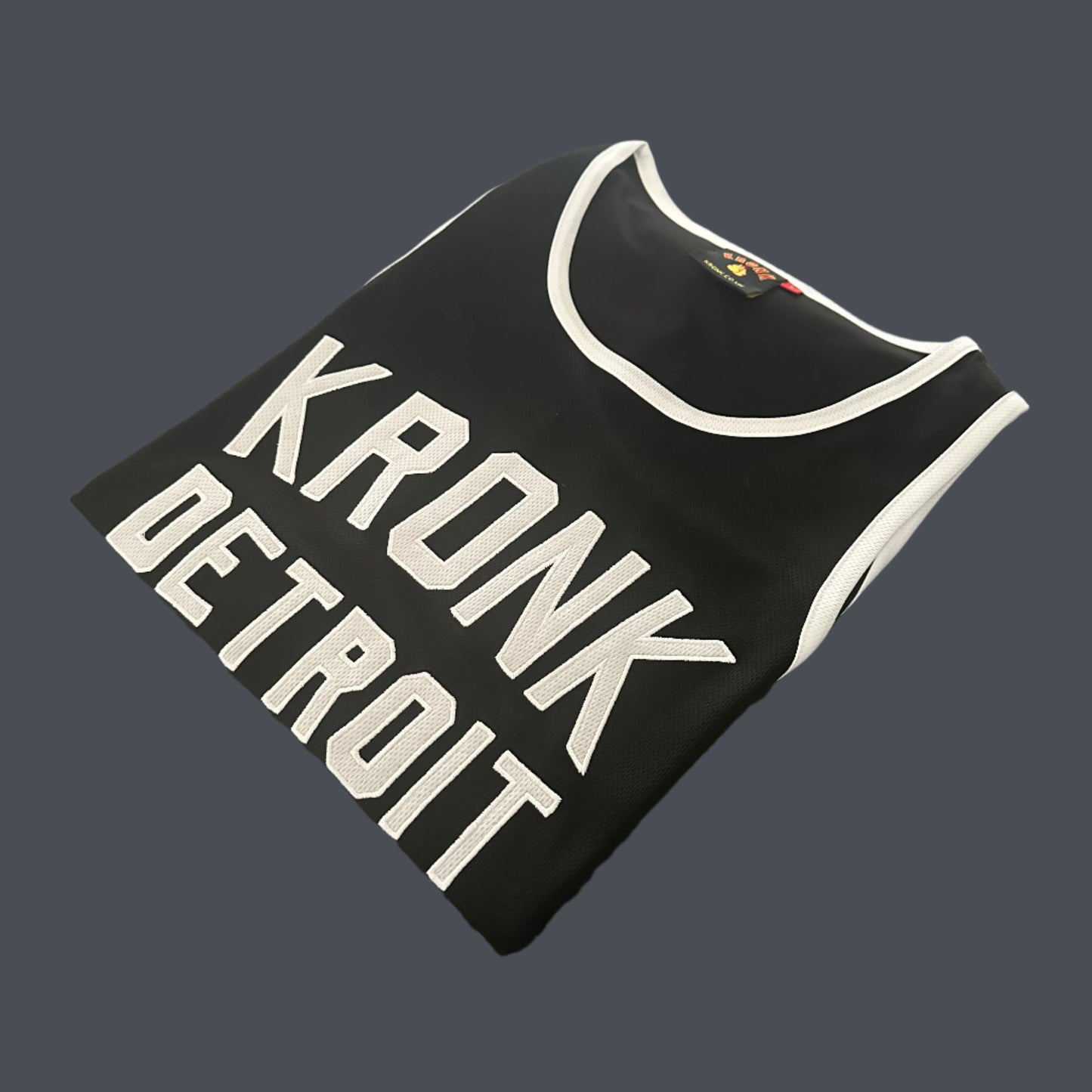 KRONK Iconic Detroit Applique Training Gym Vest - Black & White