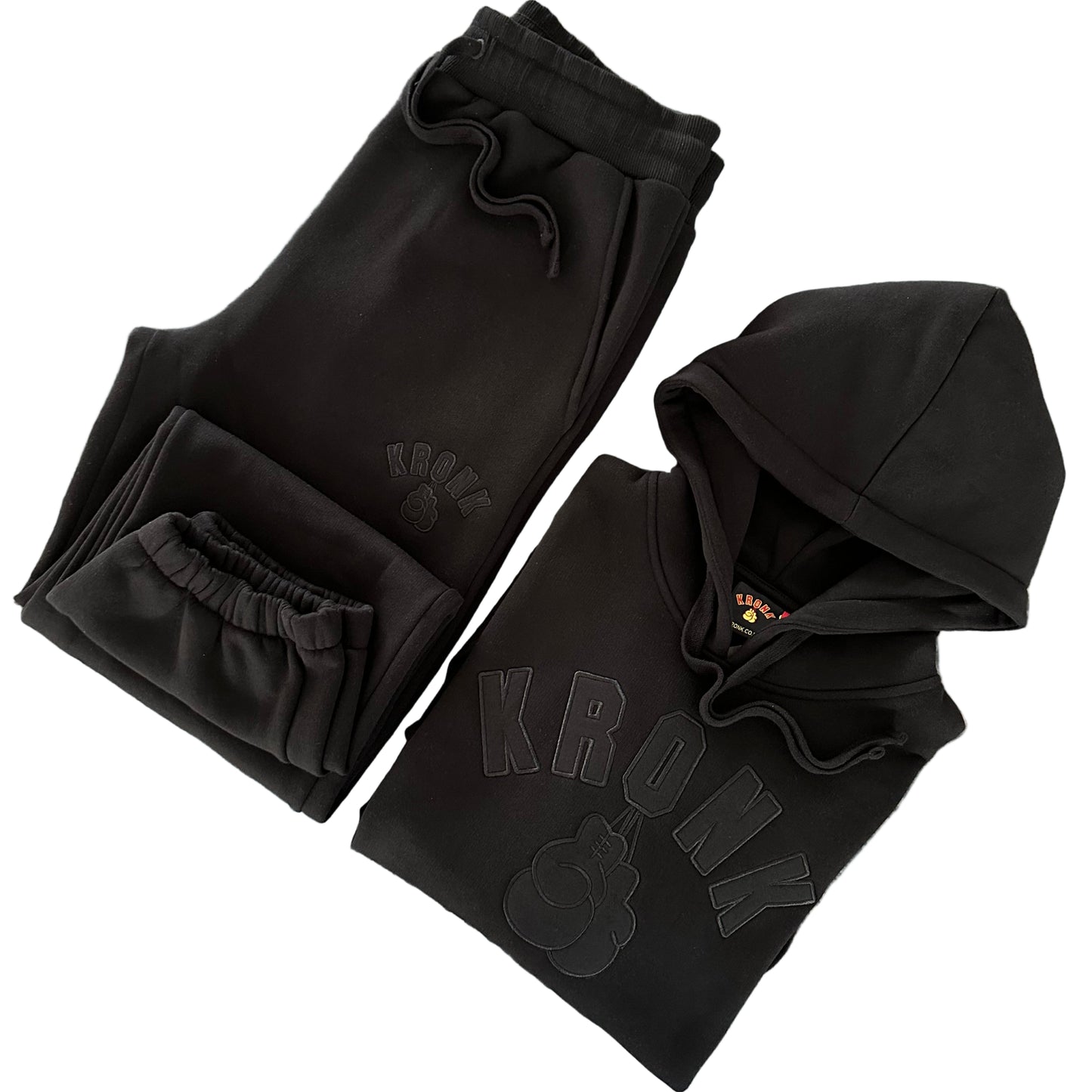 KRONK Gloves Applique Joggers Loose Fit Black Stealth