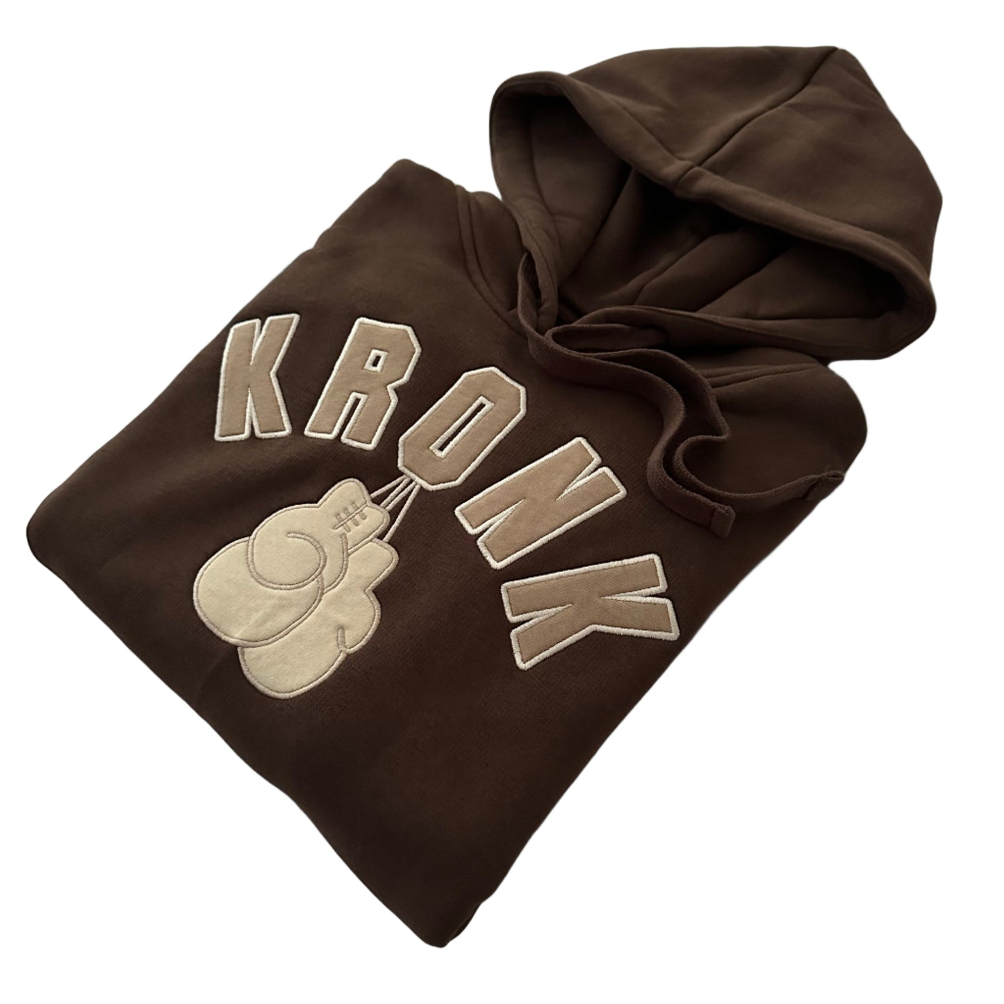 KRONK Gloves Applique Hoodie Loose Fit Dark Brown