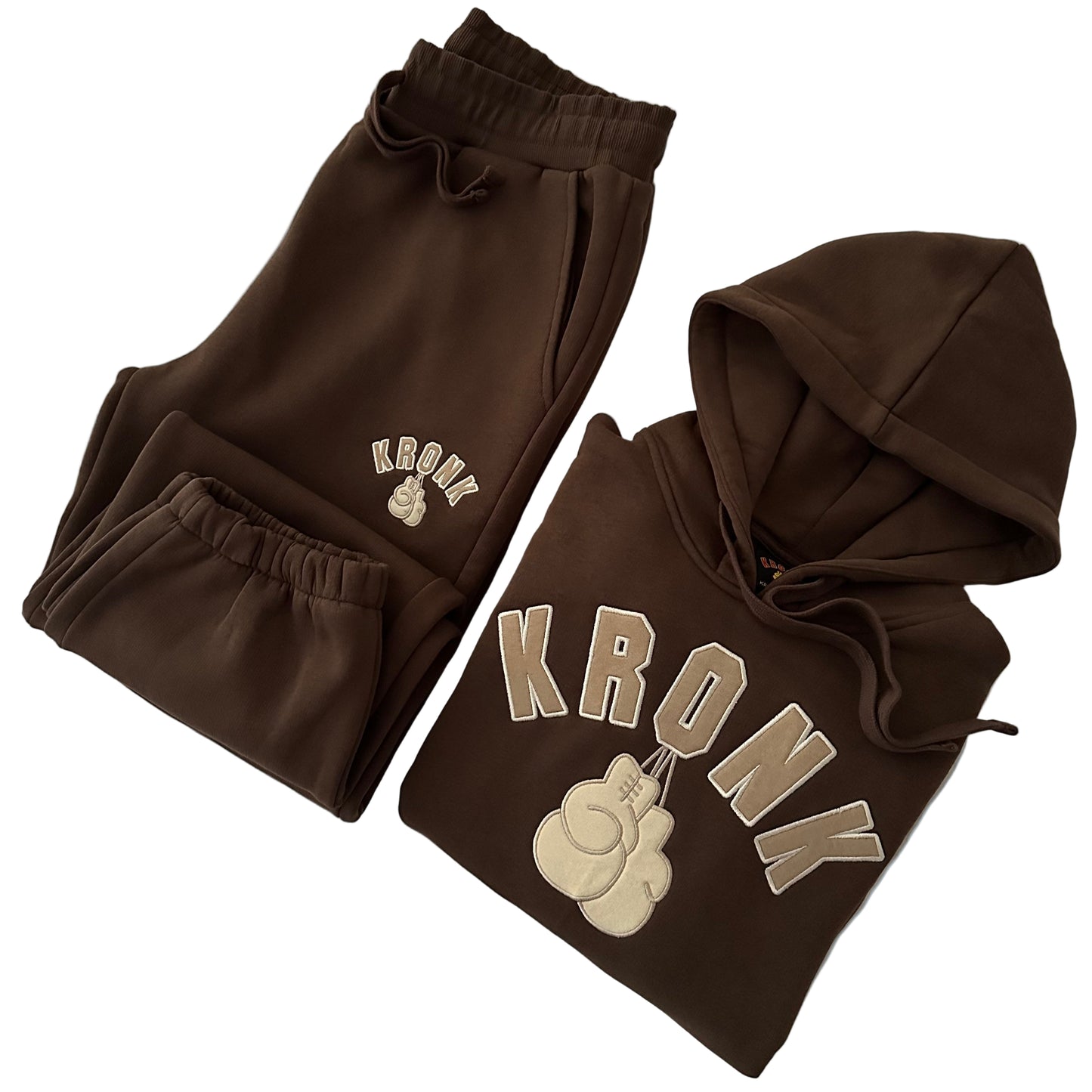 KRONK Gloves Applique Joggers Loose Fit Dark Brown