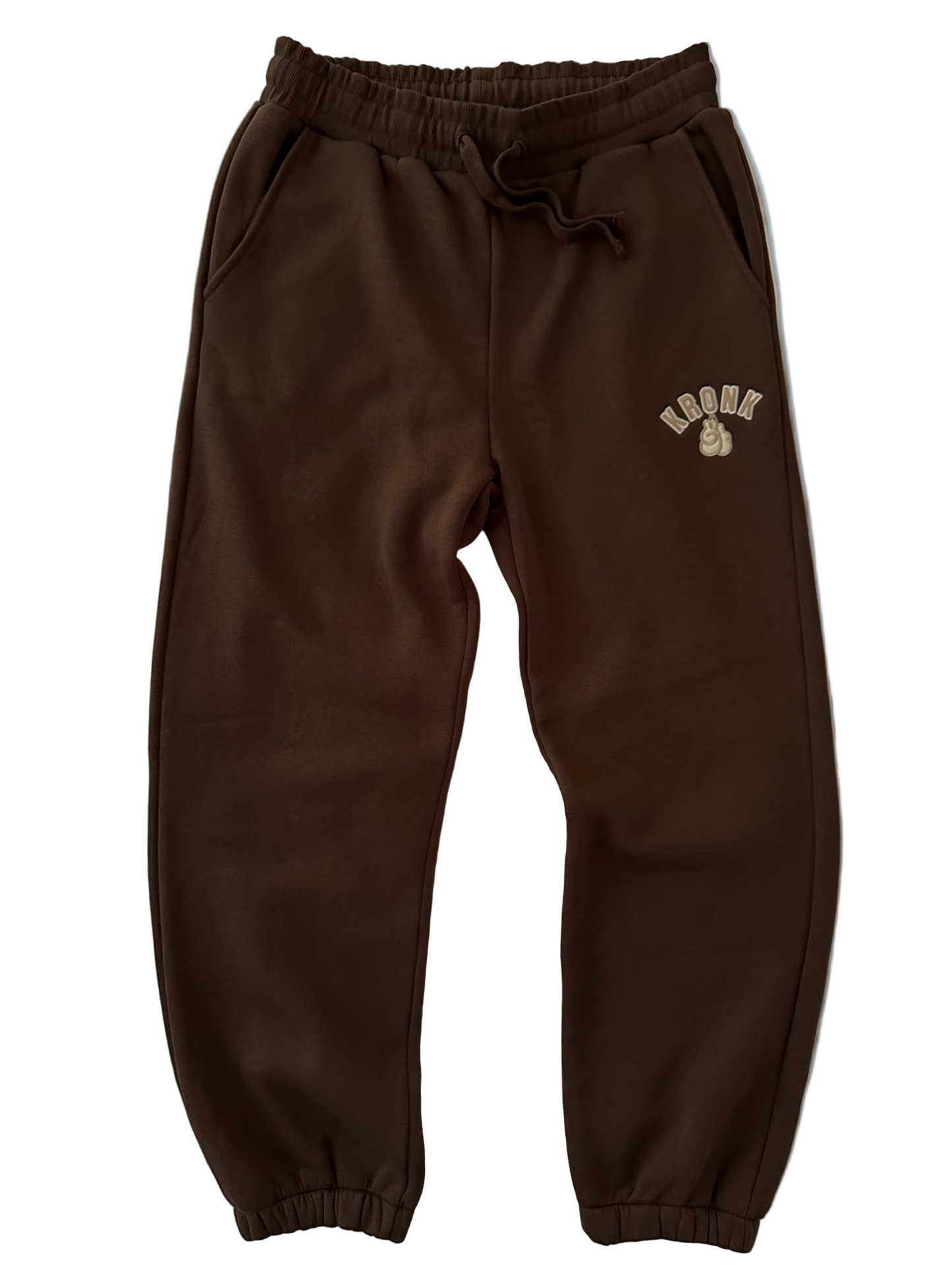 KRONK Gloves Applique Joggers Loose Fit Dark Brown