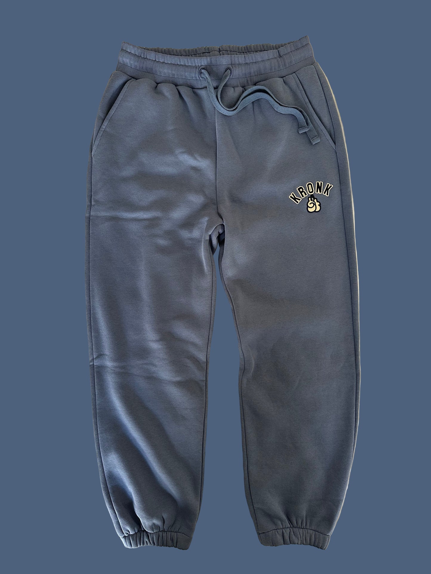 KRONK Gloves Applique Joggers Loose Fit Steel Blue