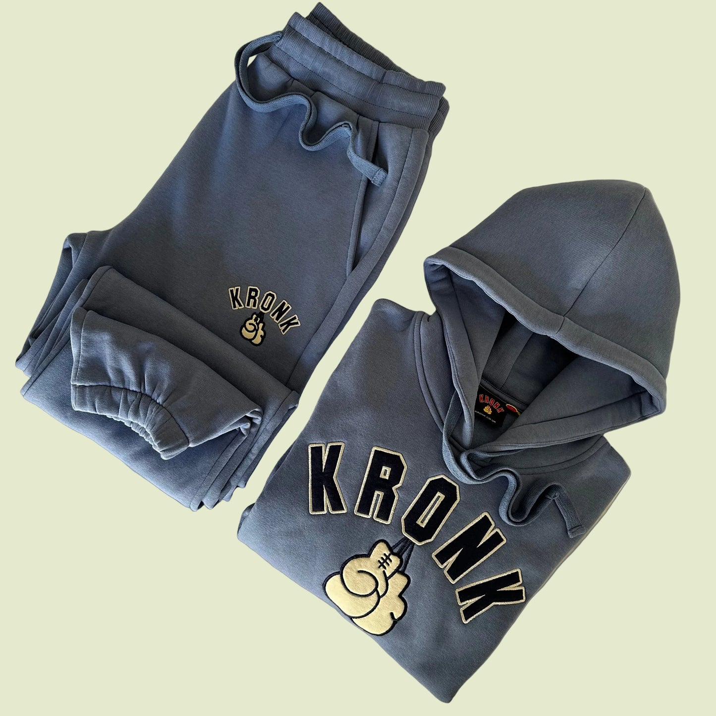 KRONK Gloves Applique Hoodie Loose Fit Steel Blue