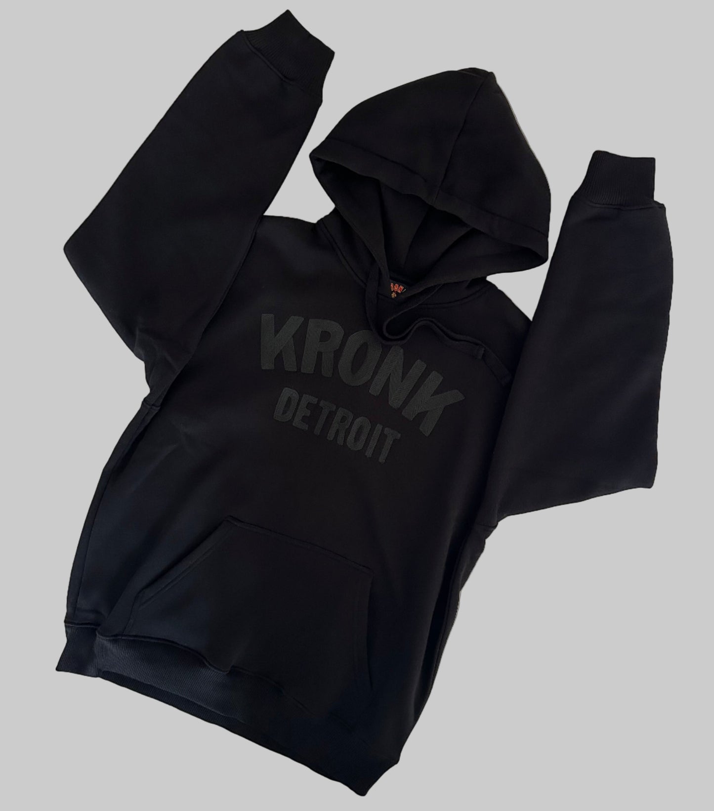 KRONK Detroit Chain Stitch Loose Fit Hoodie Black Stealth