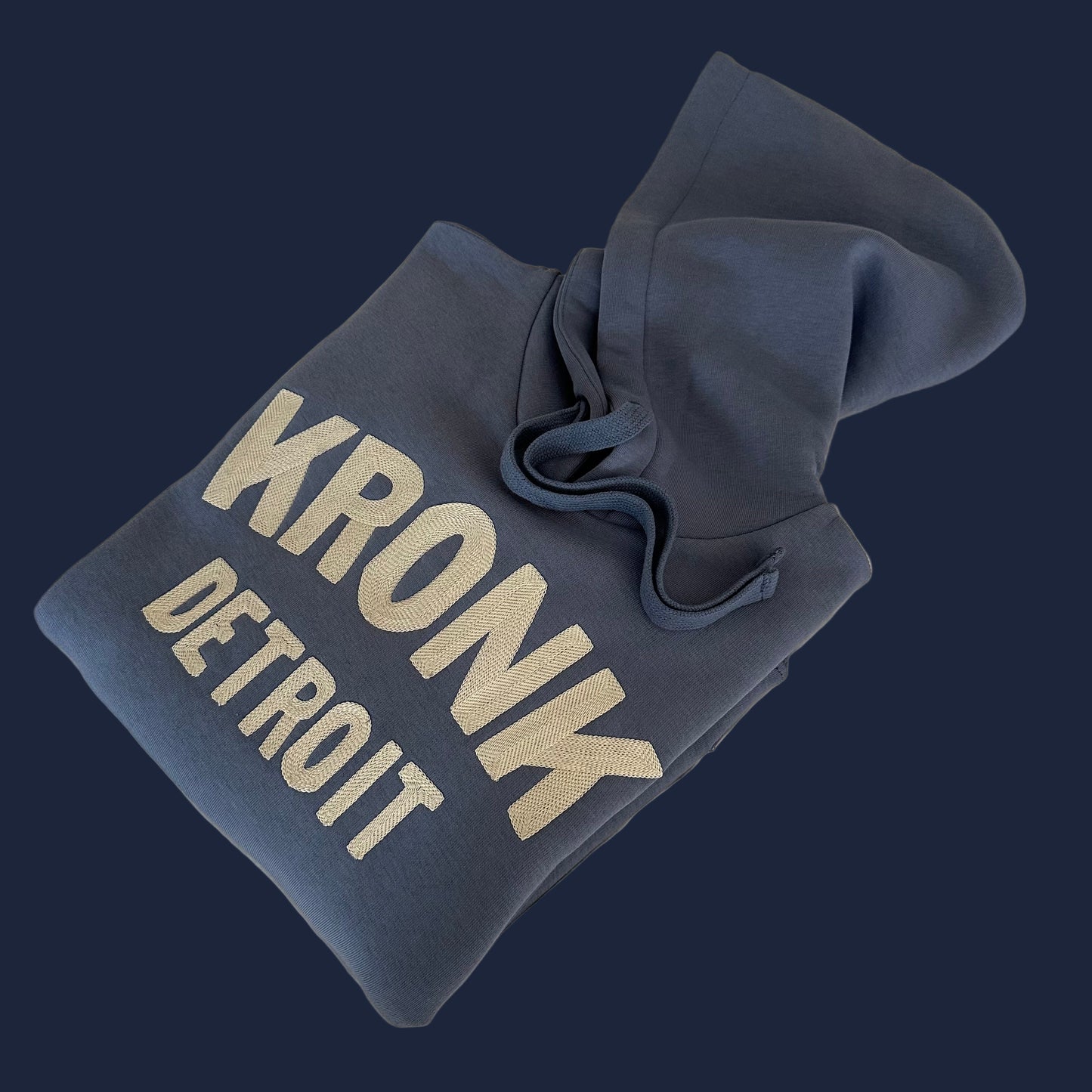 KRONK Detroit Chain Stitch Loose Fit Hoodie Steel Blue