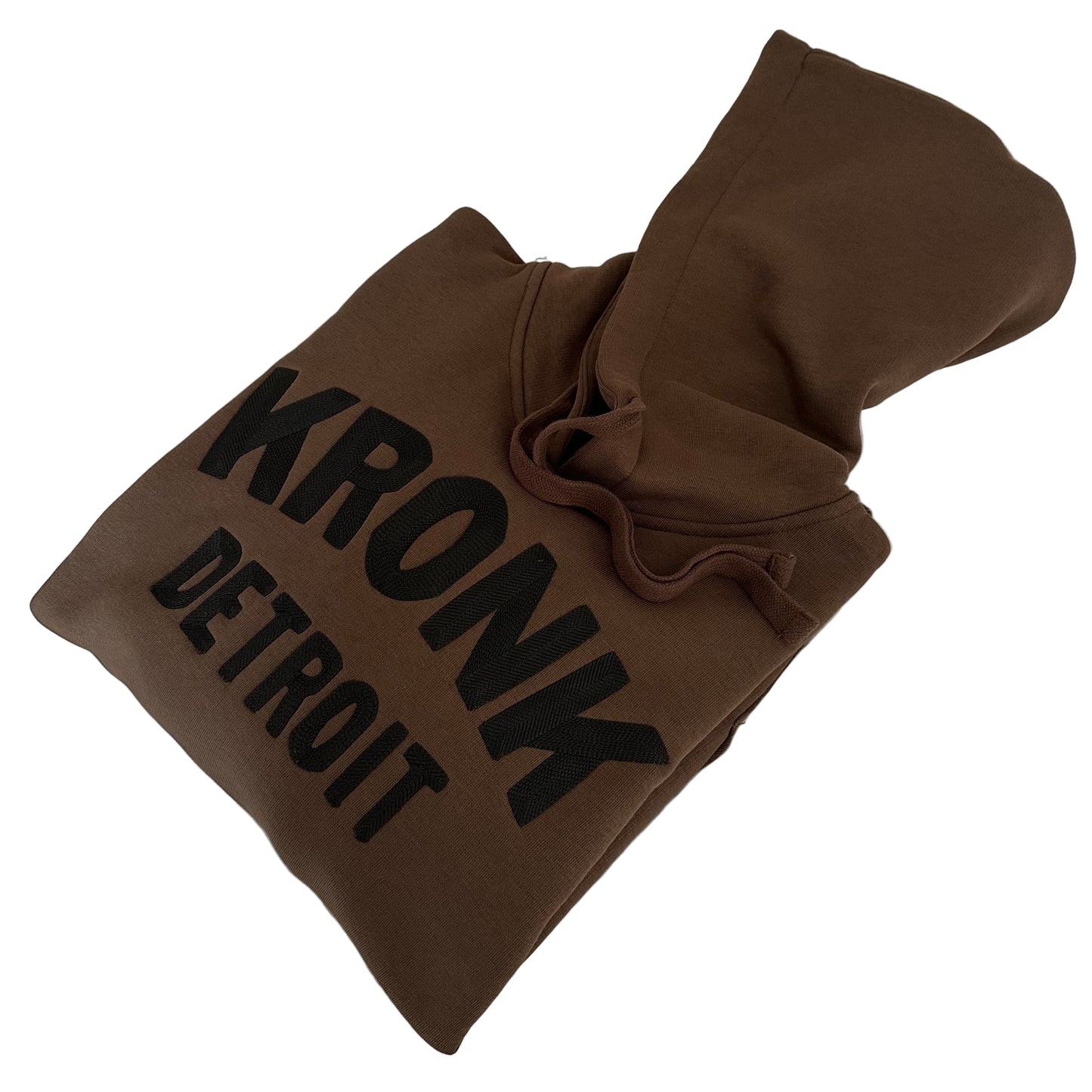 KRONK Detroit Chain Stitch Loose Fit Hoodie Dark Brown