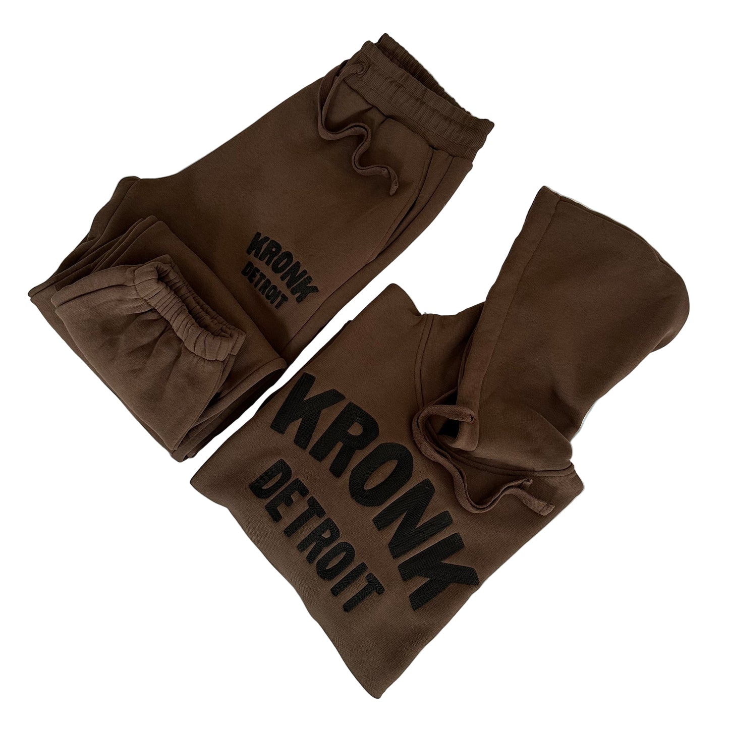 KRONK Detroit Chain Stitch Loose Fit Joggers Dark Brown