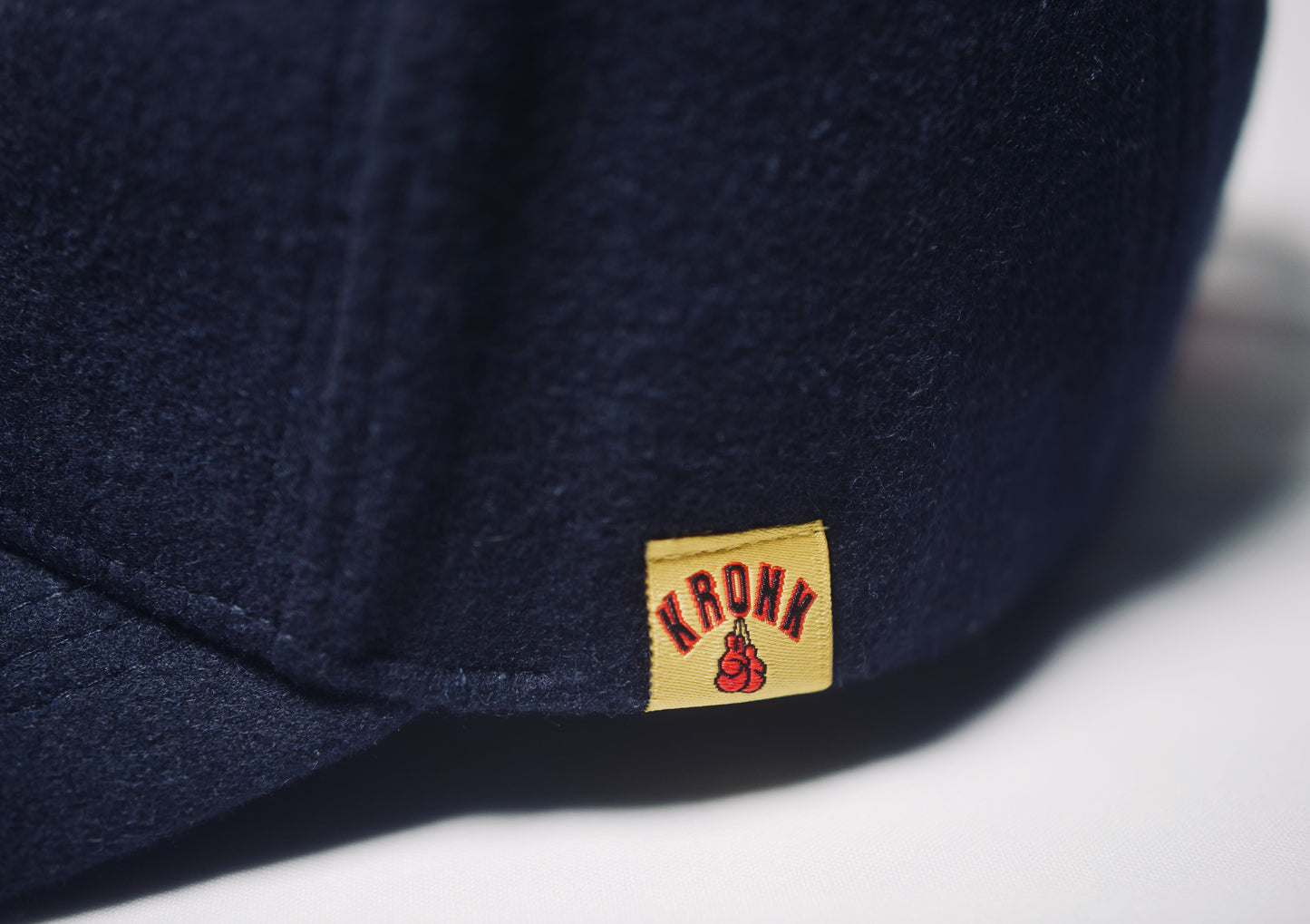 KRONK Iconic Detroit Felt Cap: Navy with White & Red Chain Stitch Embroidery