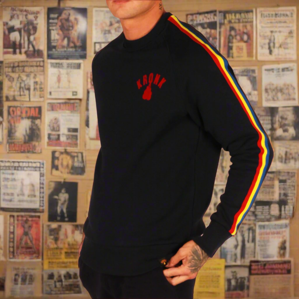 KRONK Striped Sleeve Sweatshirt Regular Fit Navy