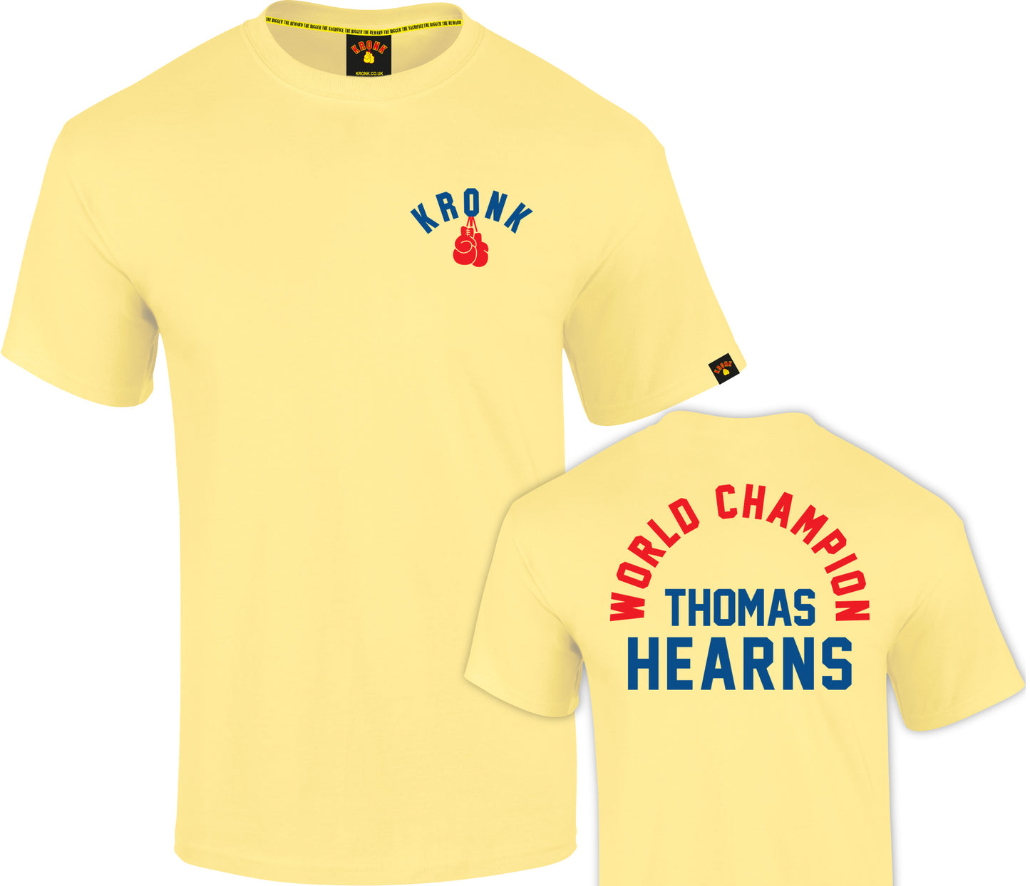 KRONK Thomas Hearns World Champion Vintage wash Loose fit T Shirt Yellow