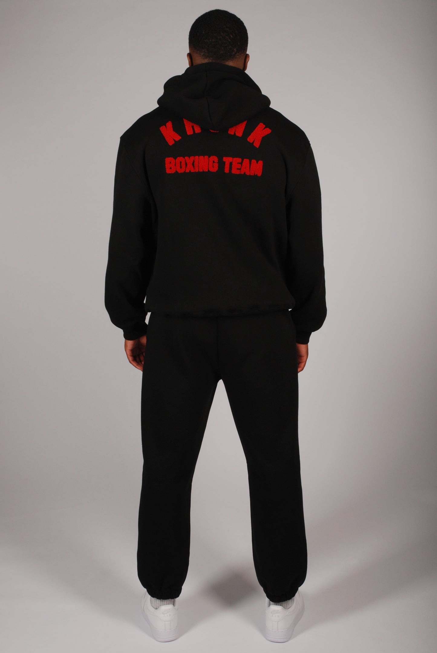 KRONK Boxing Team Towelling Applique Hoodie Loose Fit Black