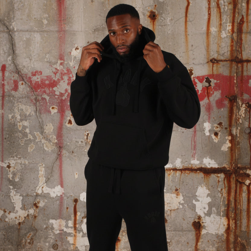 KRONK Gloves Applique Hoodie Loose Fit Black Stealth