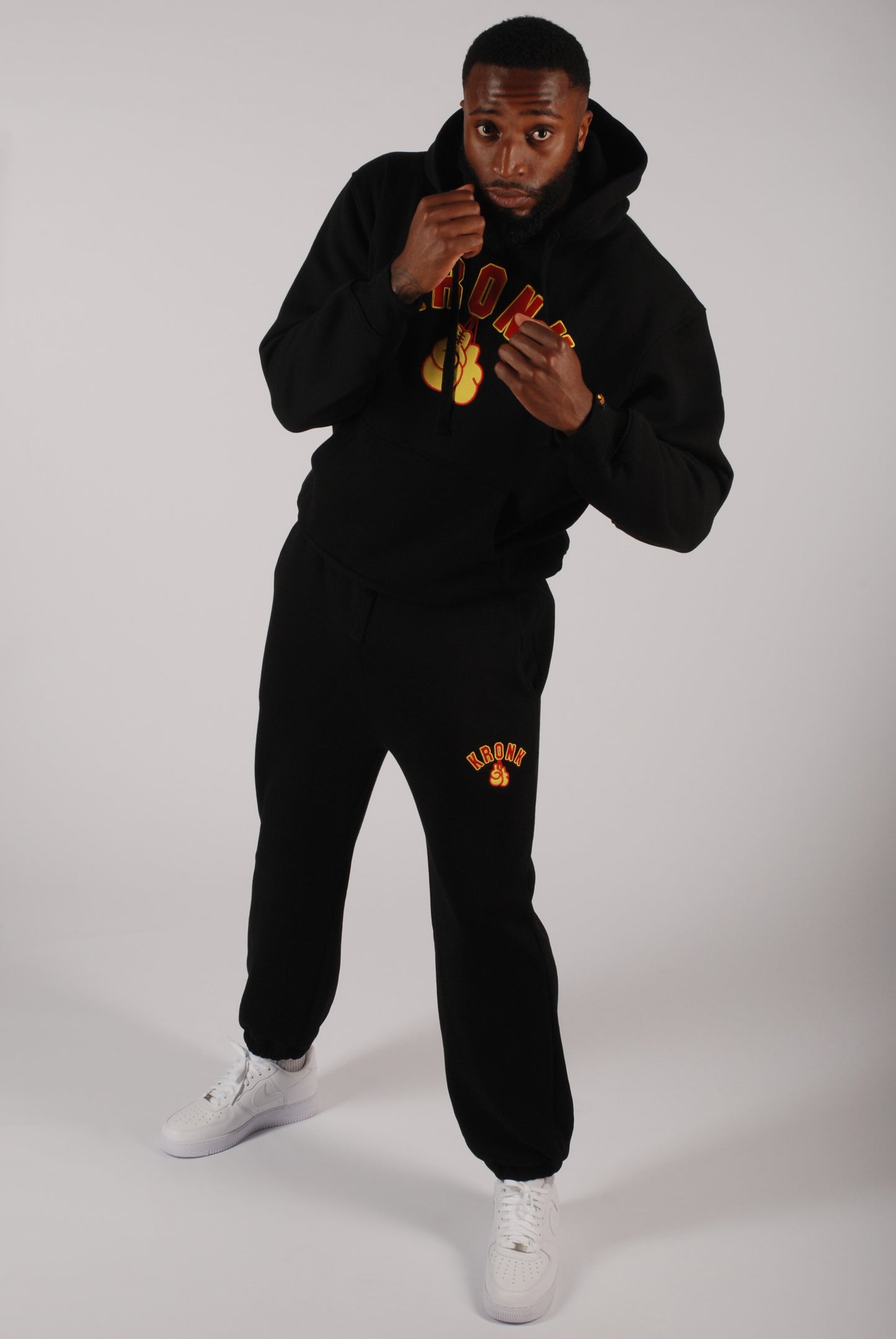 KRONK Gloves Applique Hoodie Loose Fit Black