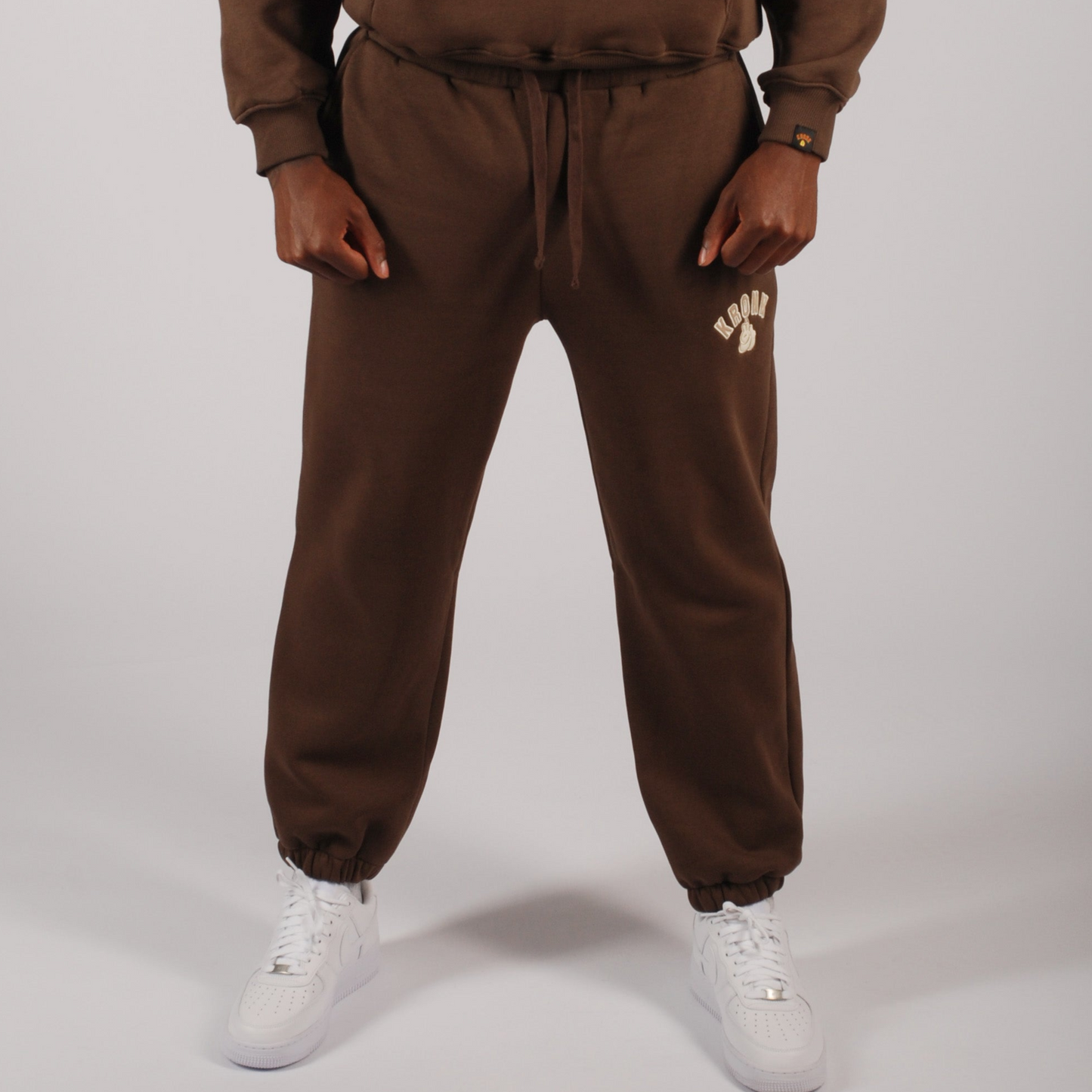 KRONK Gloves Applique Joggers Loose Fit Dark Brown