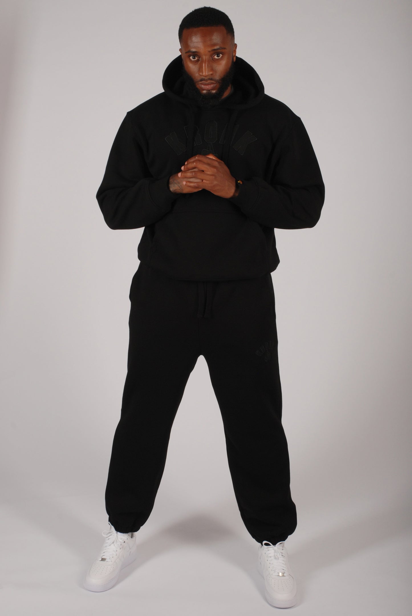 KRONK Gloves Applique Joggers Loose Fit Black Stealth
