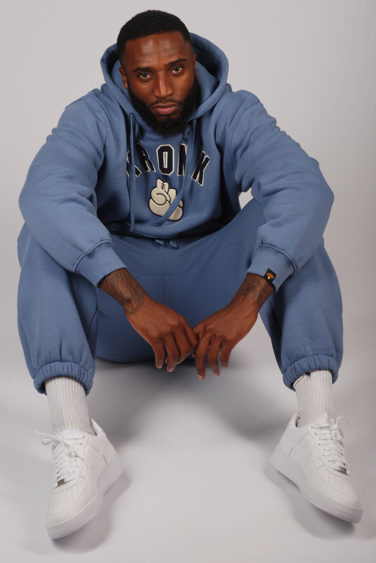 KRONK Gloves Applique Hoodie Loose Fit Steel Blue