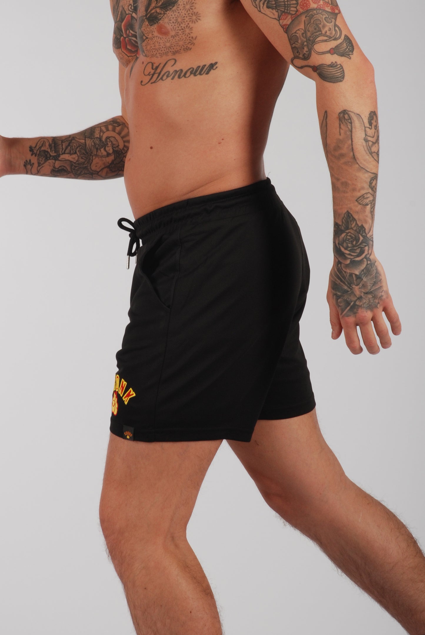 KRONK Gloves Applique Lined Gym Shorts Black
