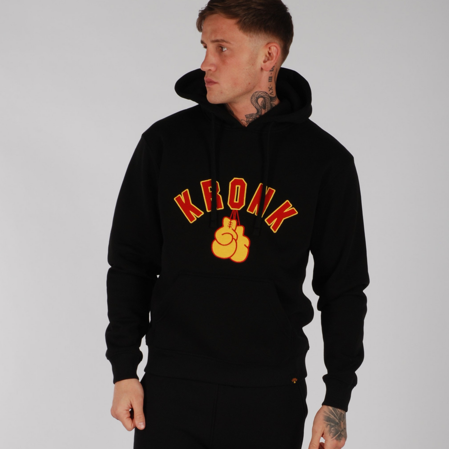 KRONK Gloves Applique Hoodie Loose Fit Black