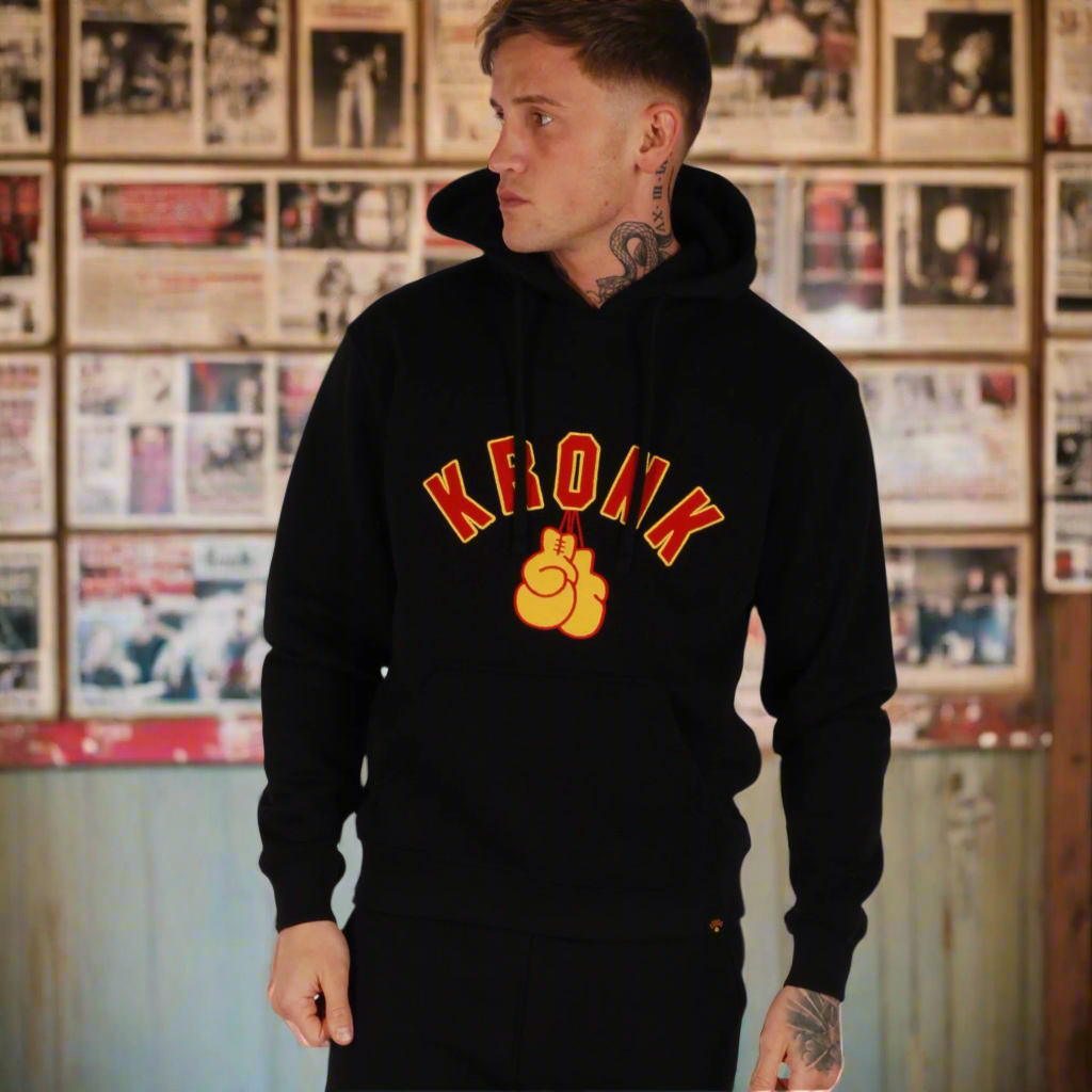 KRONK Gloves Applique Hoodie Loose Fit Black