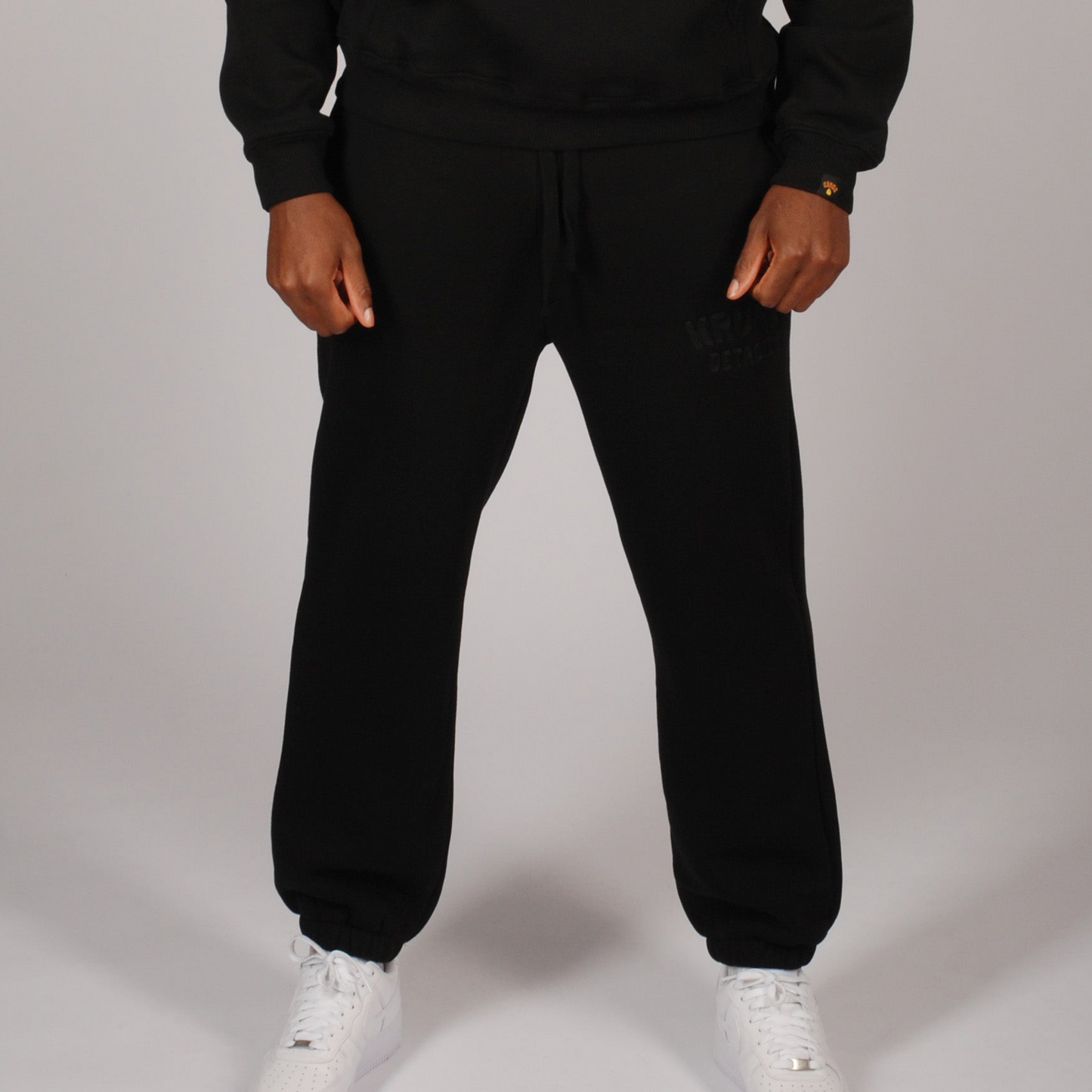 KRONK Detroit Chain Stitch Loose Fit Joggers Black Stealth