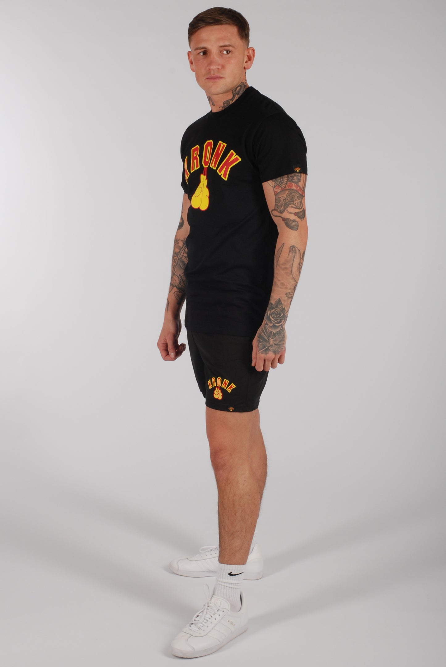 KRONK Gloves Applique Lined Gym Shorts Black