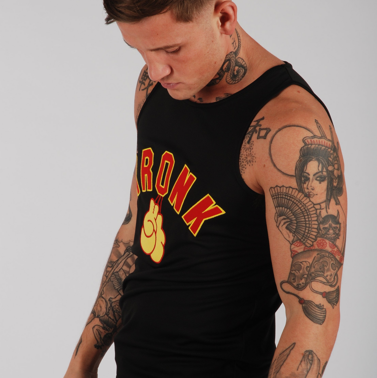 KRONK Gloves Applique Training Gym Vest Black