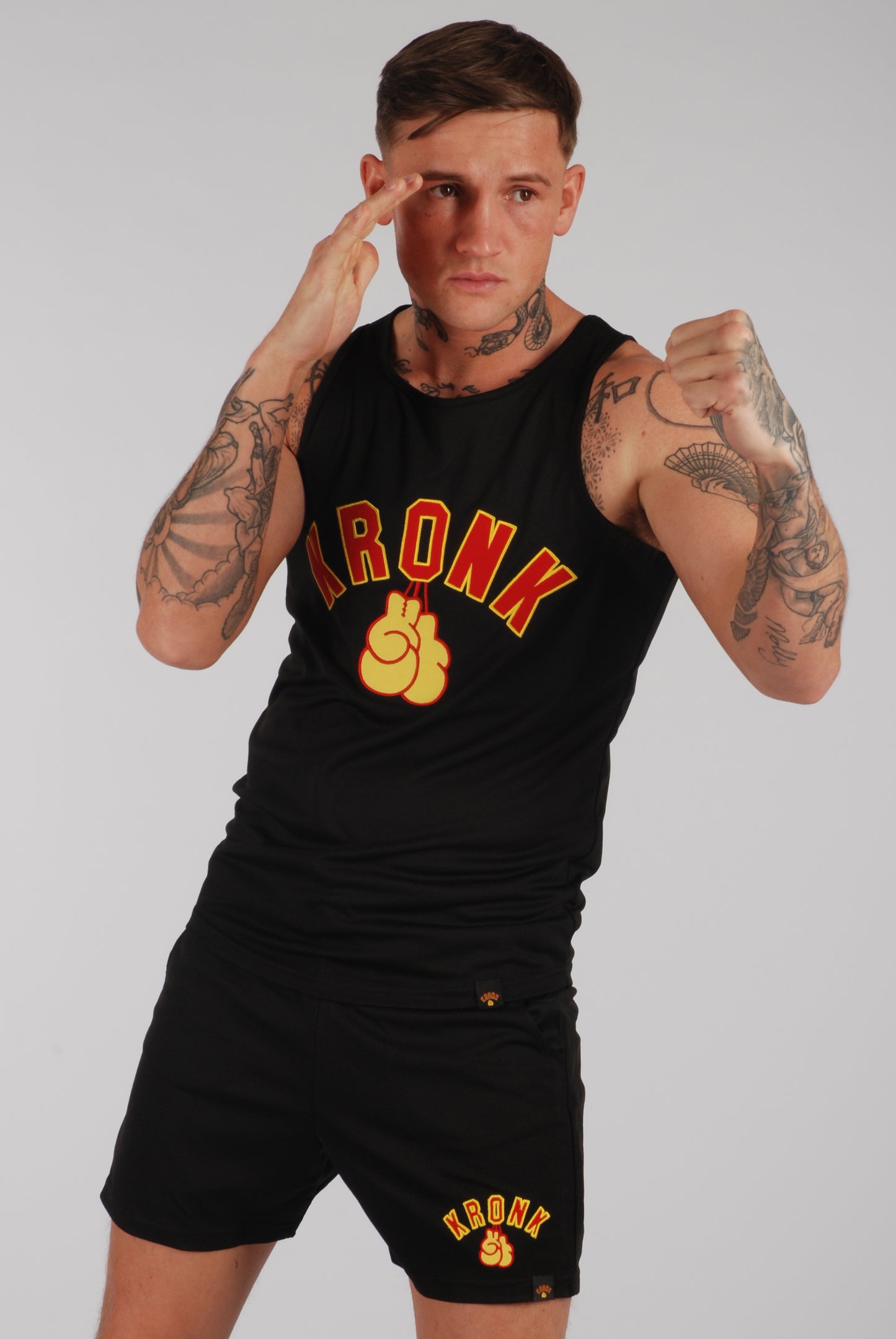 KRONK Gloves Applique Lined Gym Shorts Black