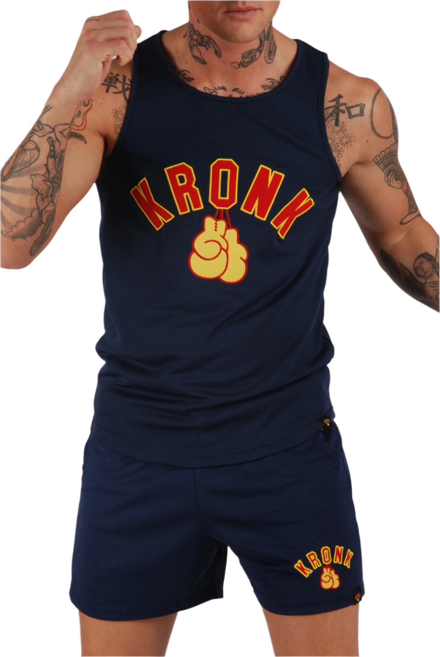 KRONK Gloves Applique Training Gym Vest Navy