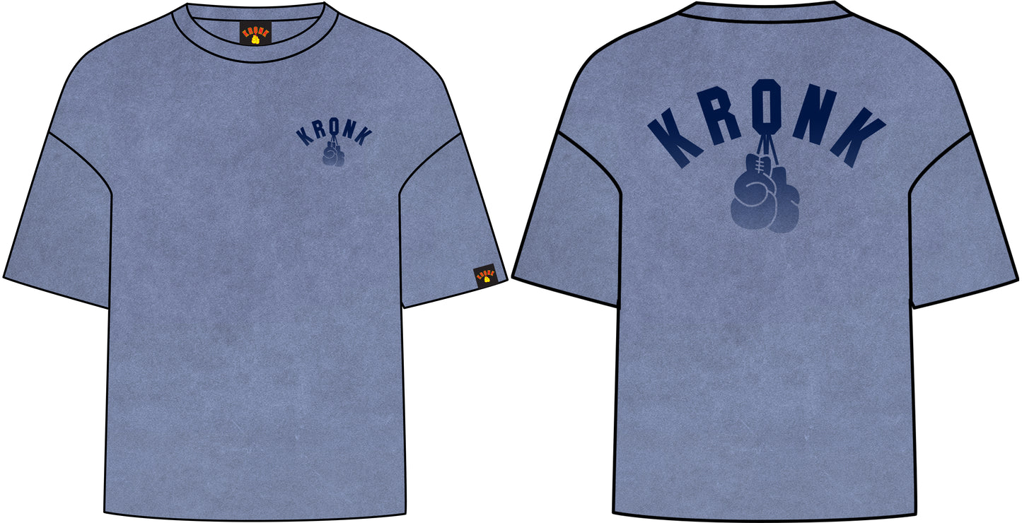 KRONK Faded G Loose Fit Vintage Wash T Shirt Pale Blue