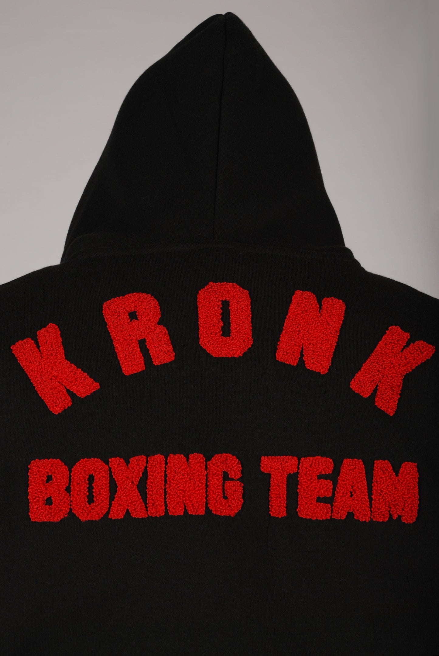 KRONK Boxing Team Towelling Applique Hoodie Loose Fit Black