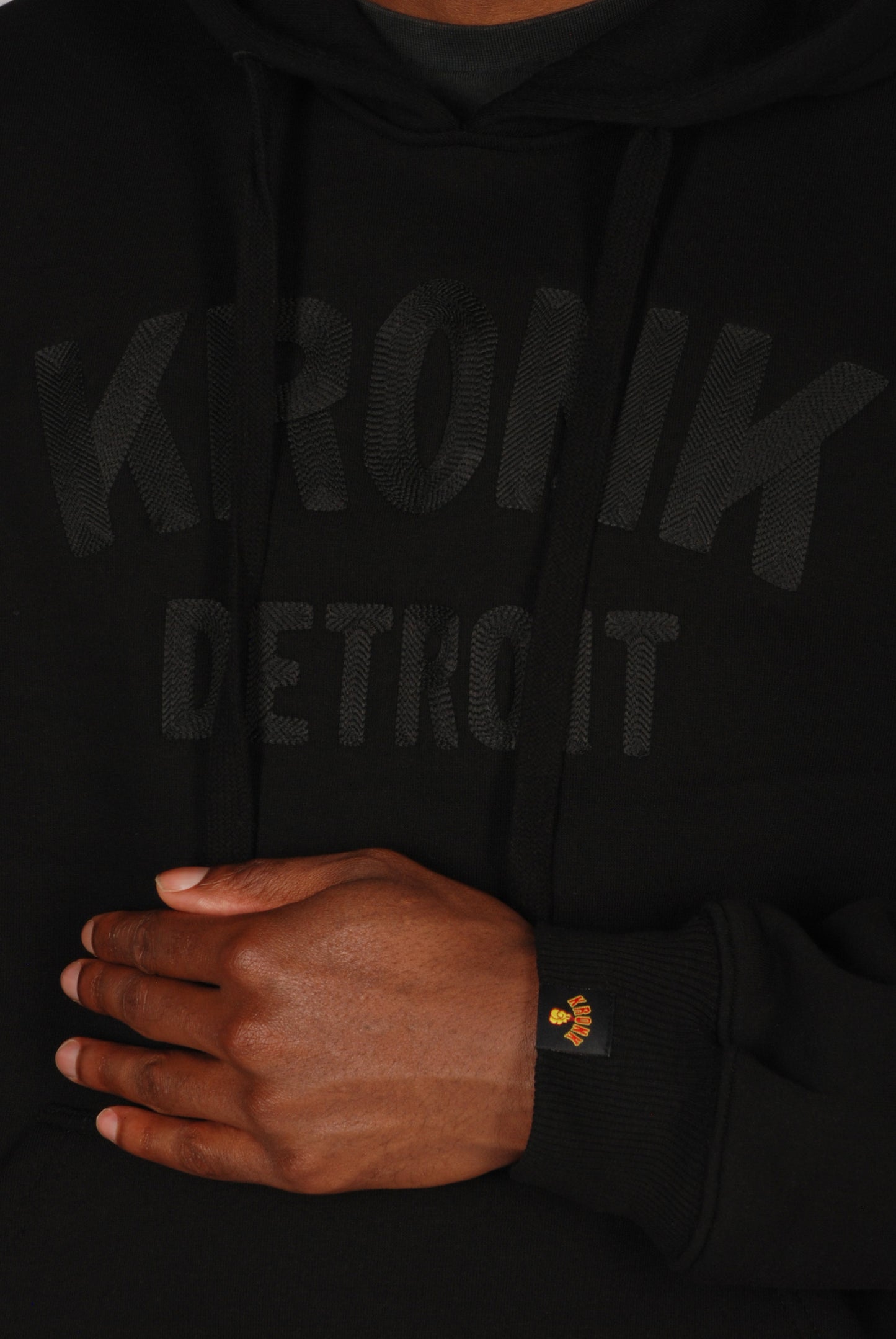 KRONK Detroit Chain Stitch Loose Fit Hoodie Black Stealth