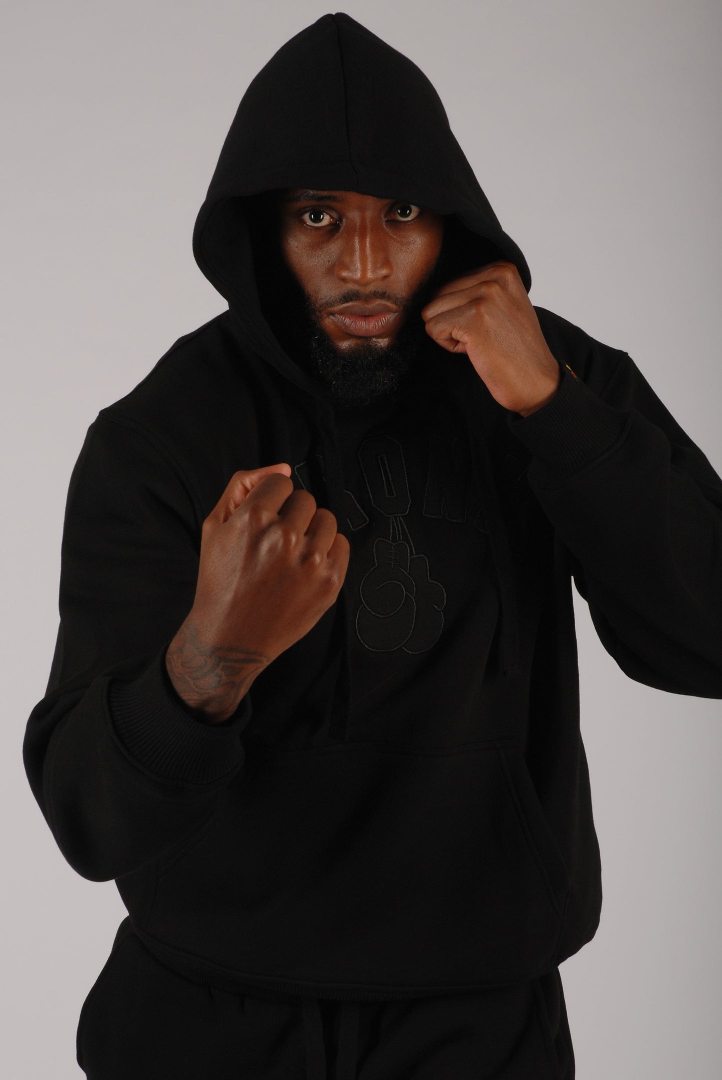 KRONK Gloves Applique Hoodie Loose Fit Black Stealth