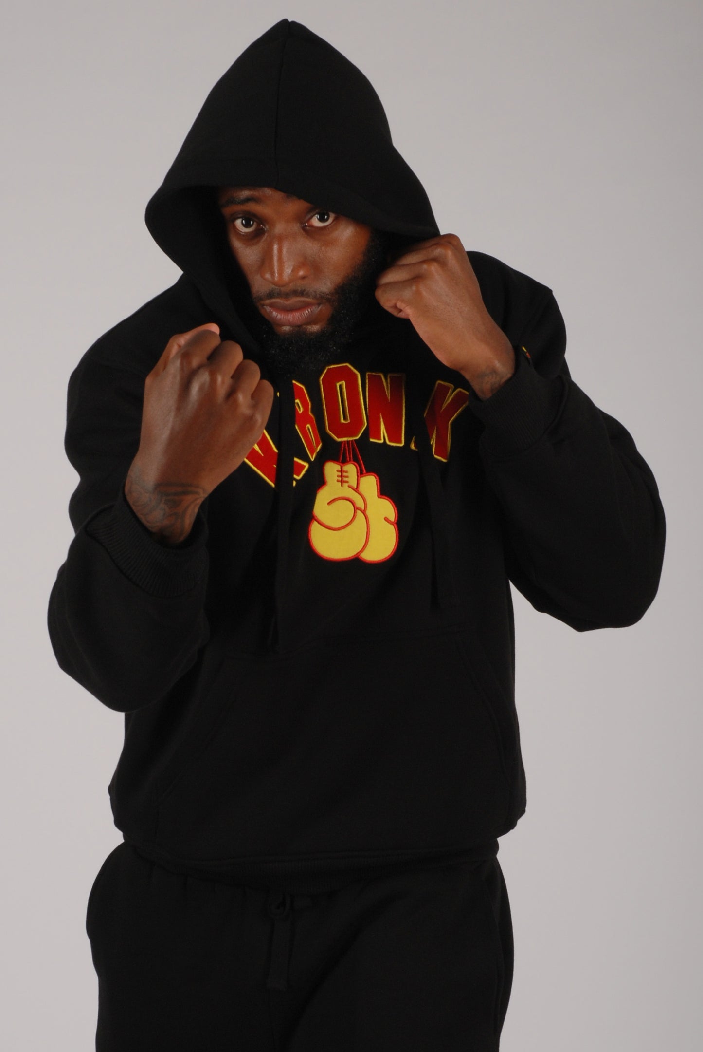 KRONK Gloves Applique Hoodie Loose Fit Black