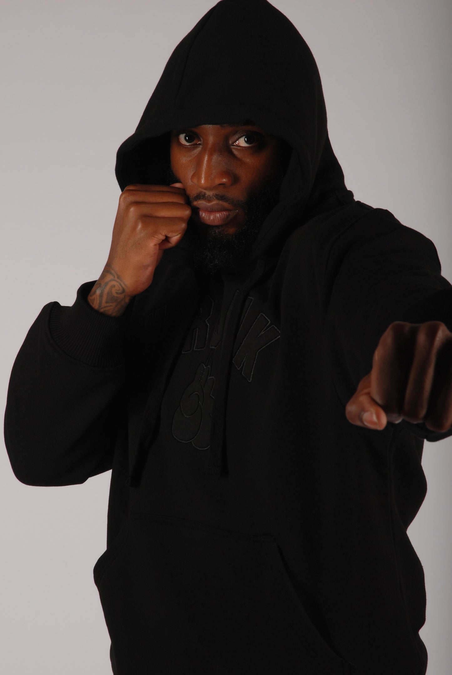 KRONK Gloves Applique Hoodie Loose Fit Black Stealth