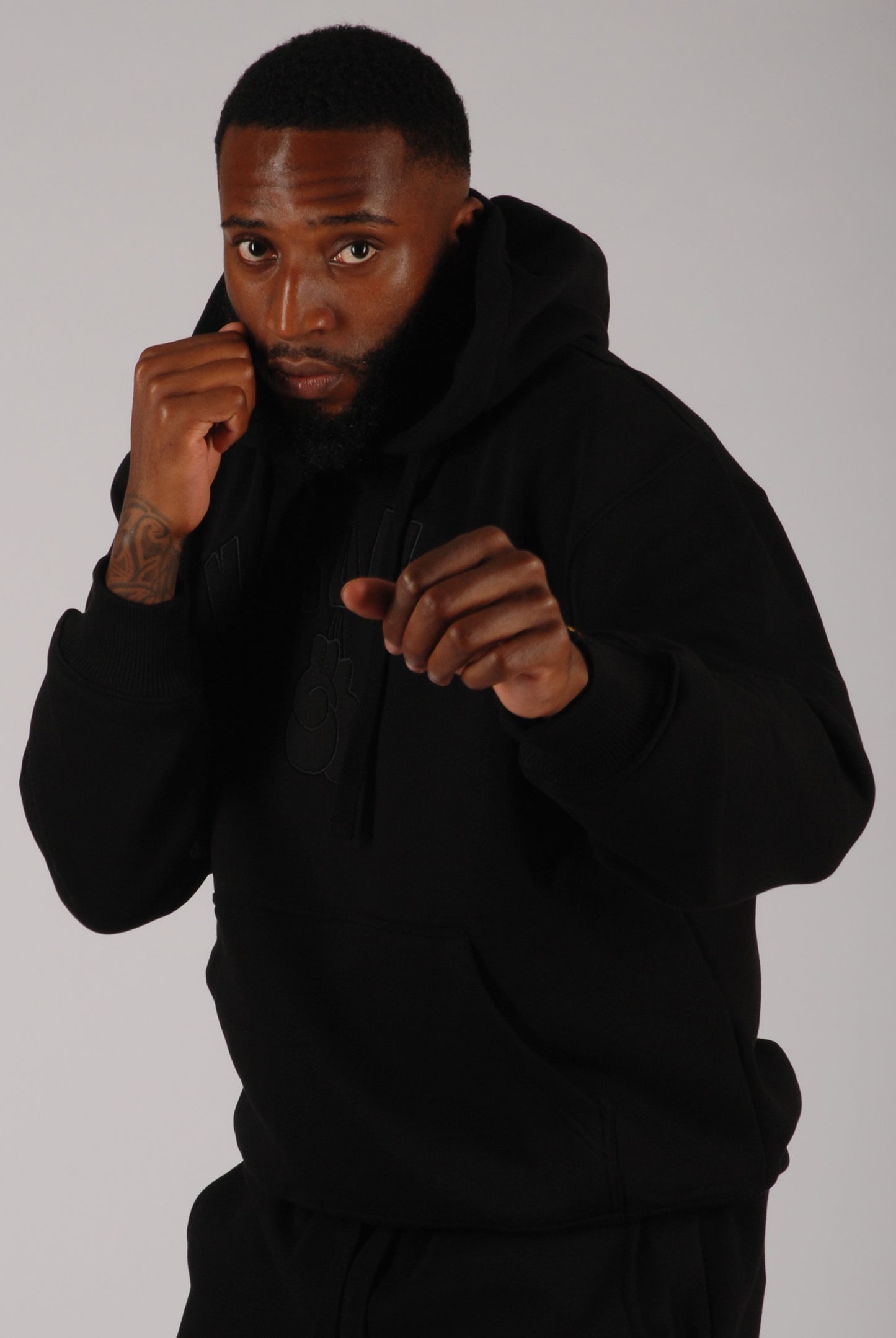KRONK Gloves Applique Hoodie Loose Fit Black Stealth