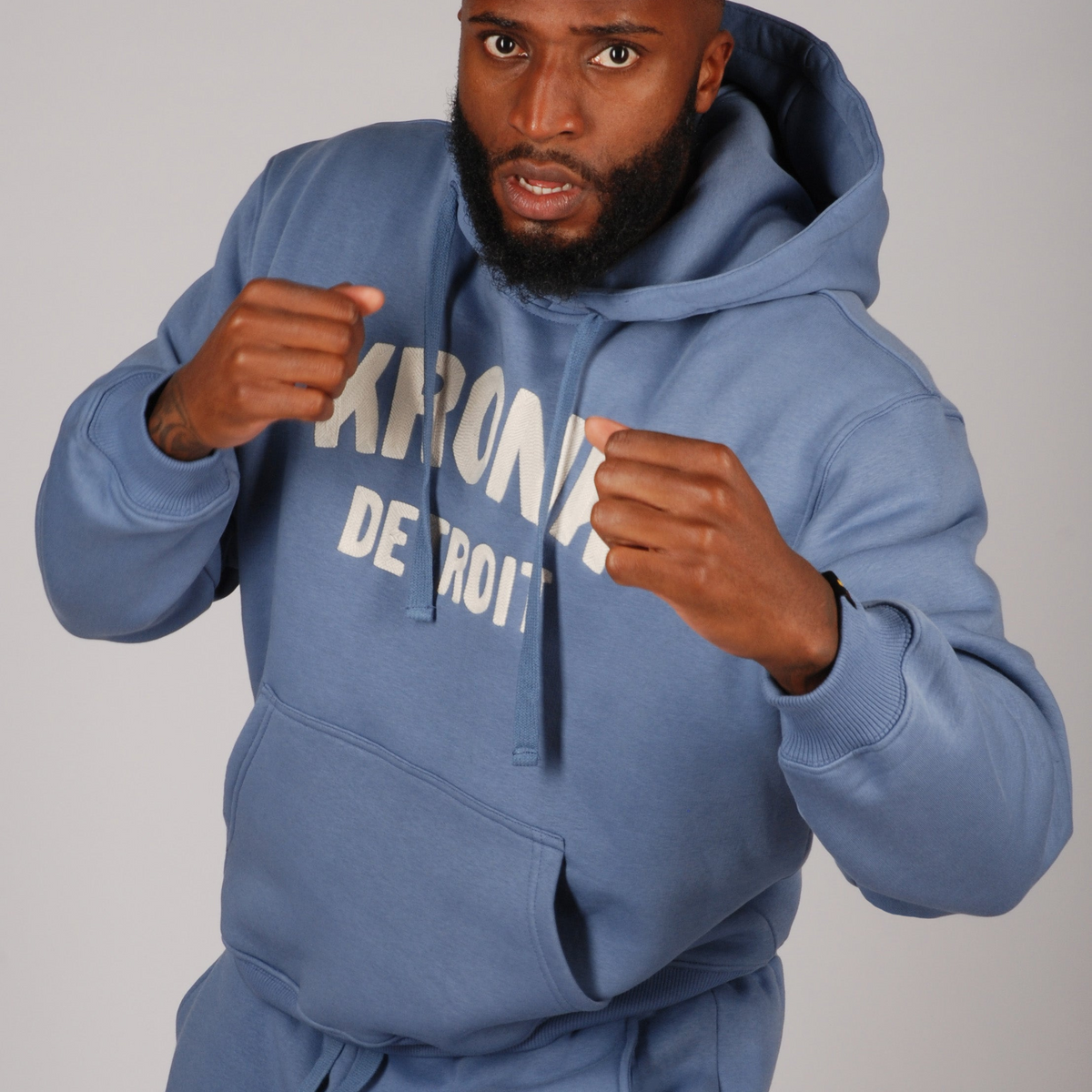 KRONK Detroit Chain Stitch Loose Fit Tracksuit Steel Blue