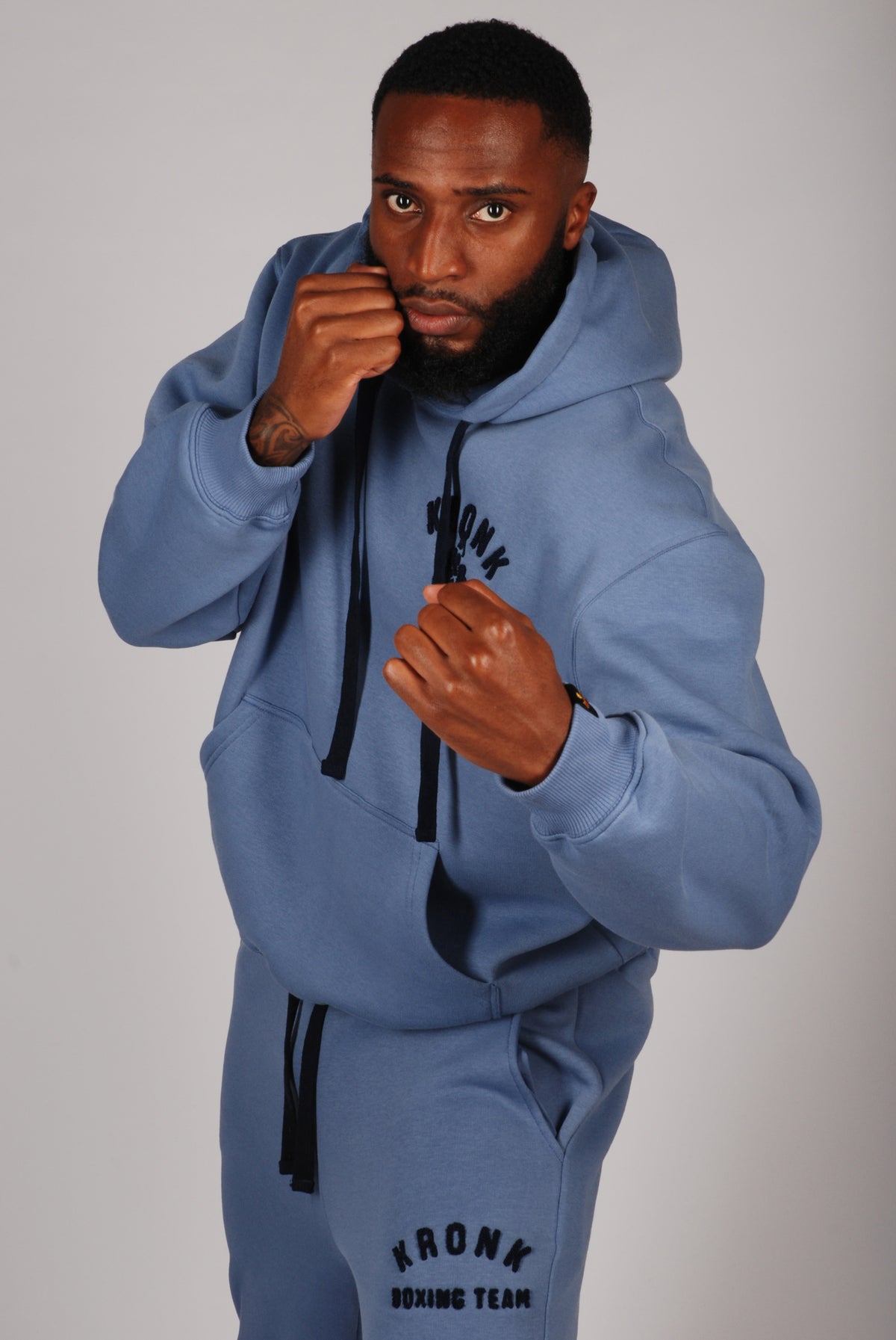 KRONK Boxing Team Towelling Applique Loose Fit Tracksuit Steel Blue