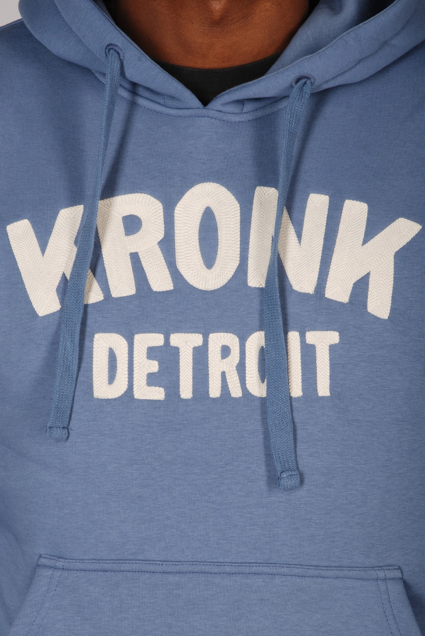 KRONK Detroit Chain Stitch Loose Fit Hoodie Steel Blue