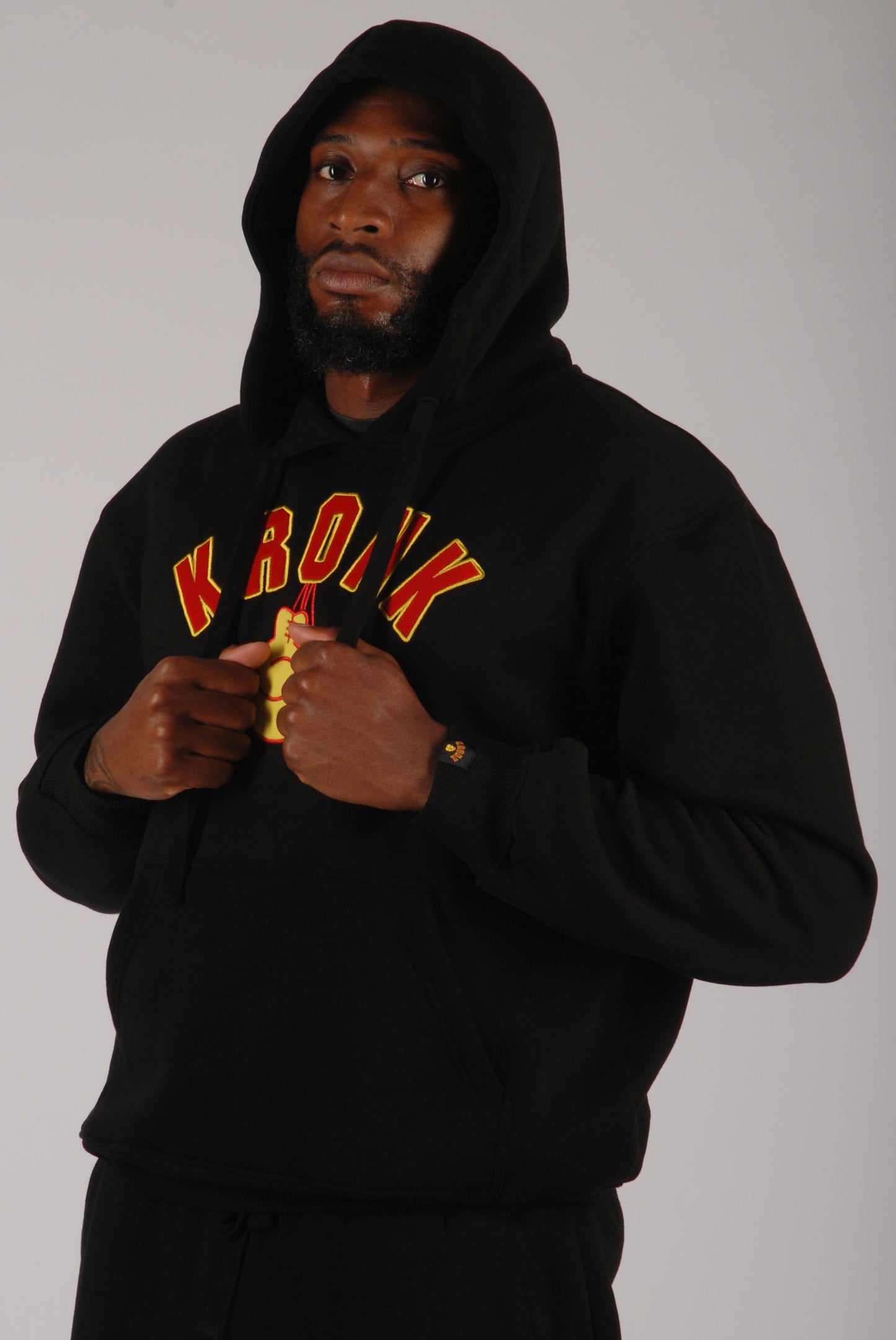 KRONK Gloves Applique Hoodie Loose Fit Black