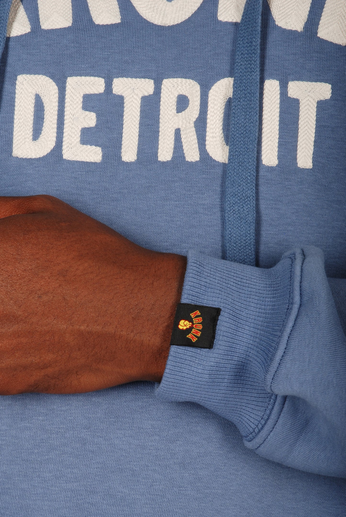 KRONK Detroit Chain Stitch Loose Fit Hoodie Steel Blue