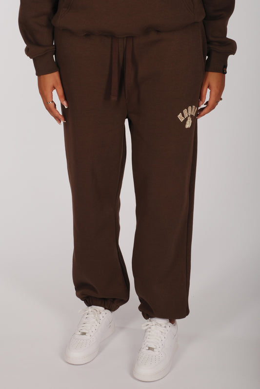 KRONKWOMEN Gloves Applique Joggers Loose Fit Dark Brown