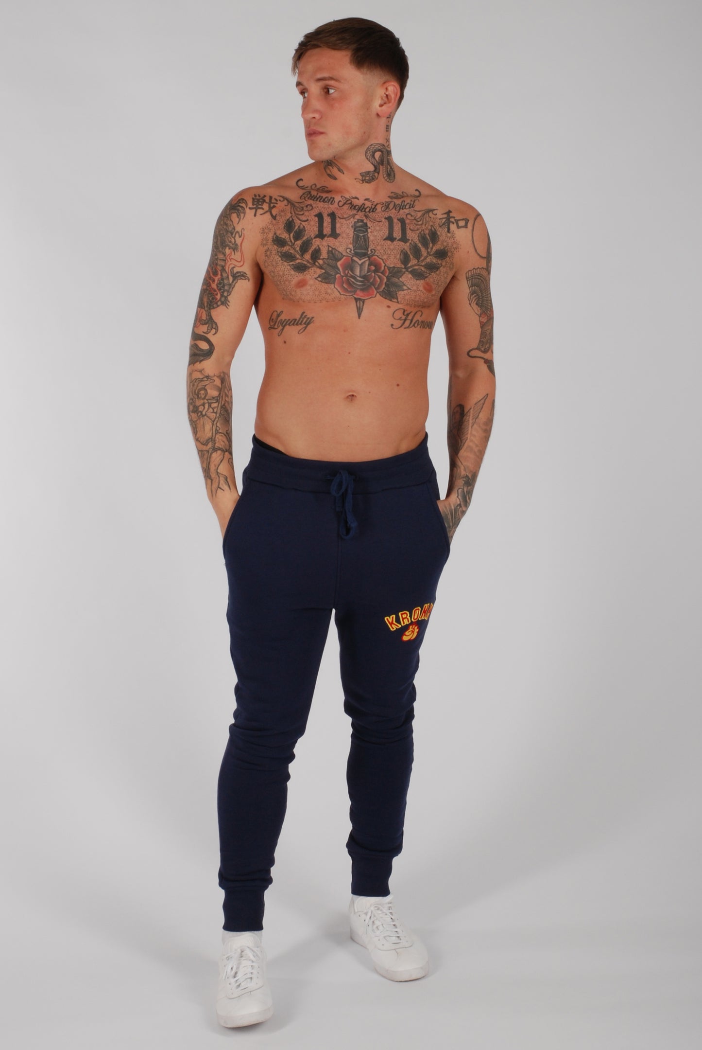 KRONK Gloves Applique Joggers Athletic Fit Navy