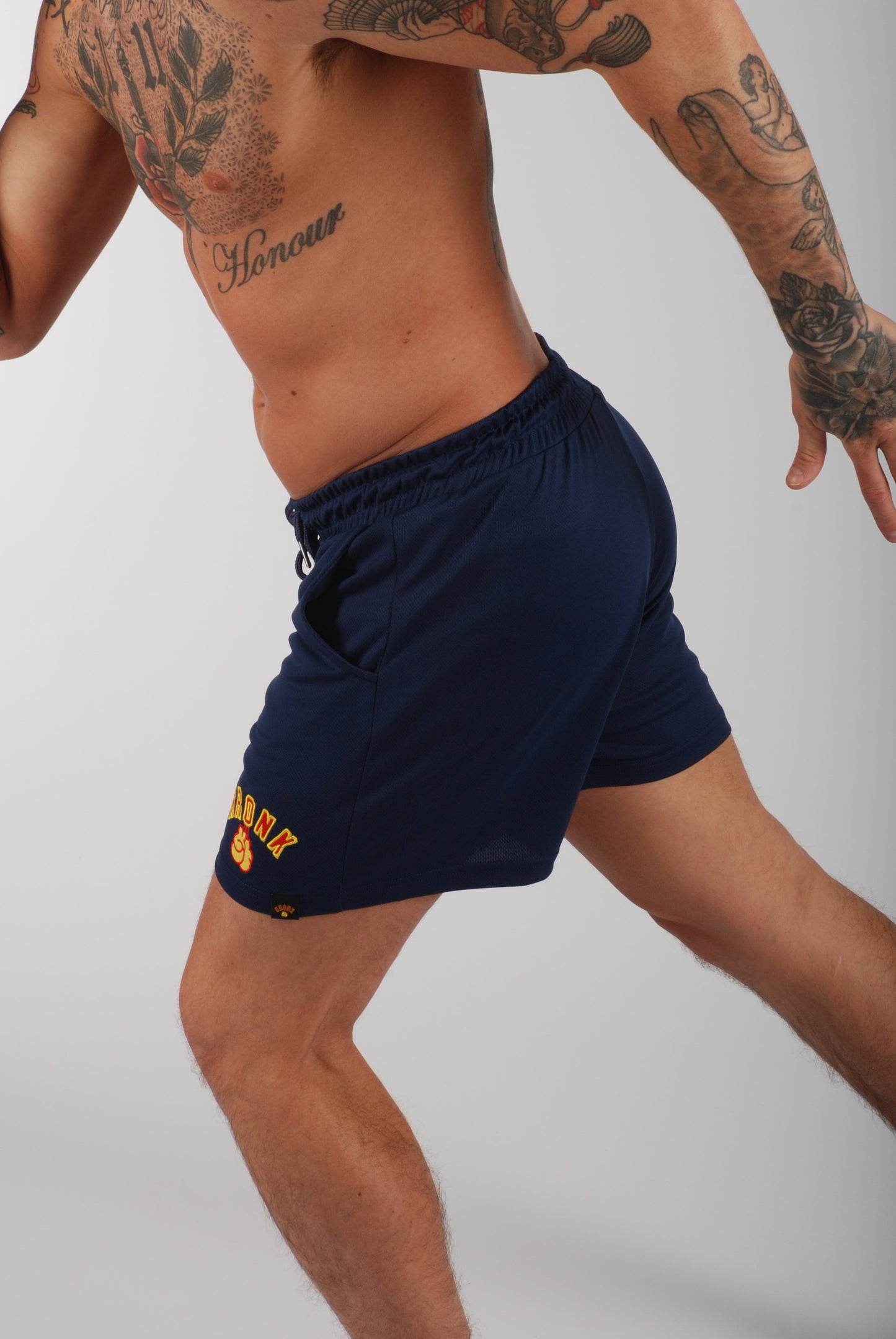 KRONK Gloves Applique Lined Gym Shorts Navy