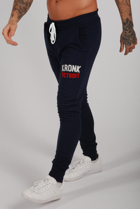 KRONK Iconic Detroit Chain Stitch Joggers Athletic Fit Navy