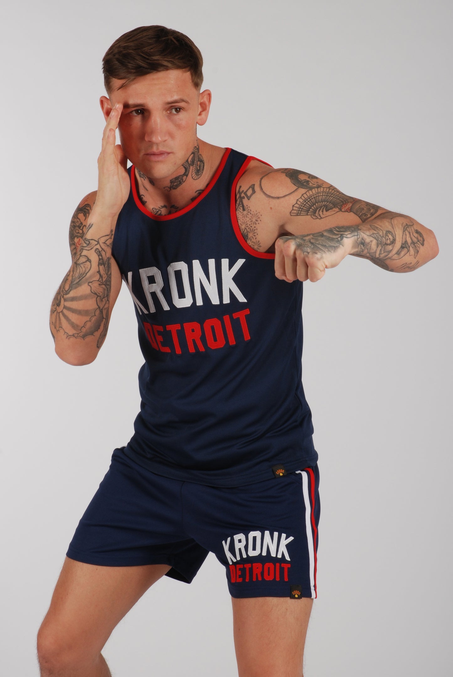 KRONK Iconic Detroit Applique Lined Shorts Navy