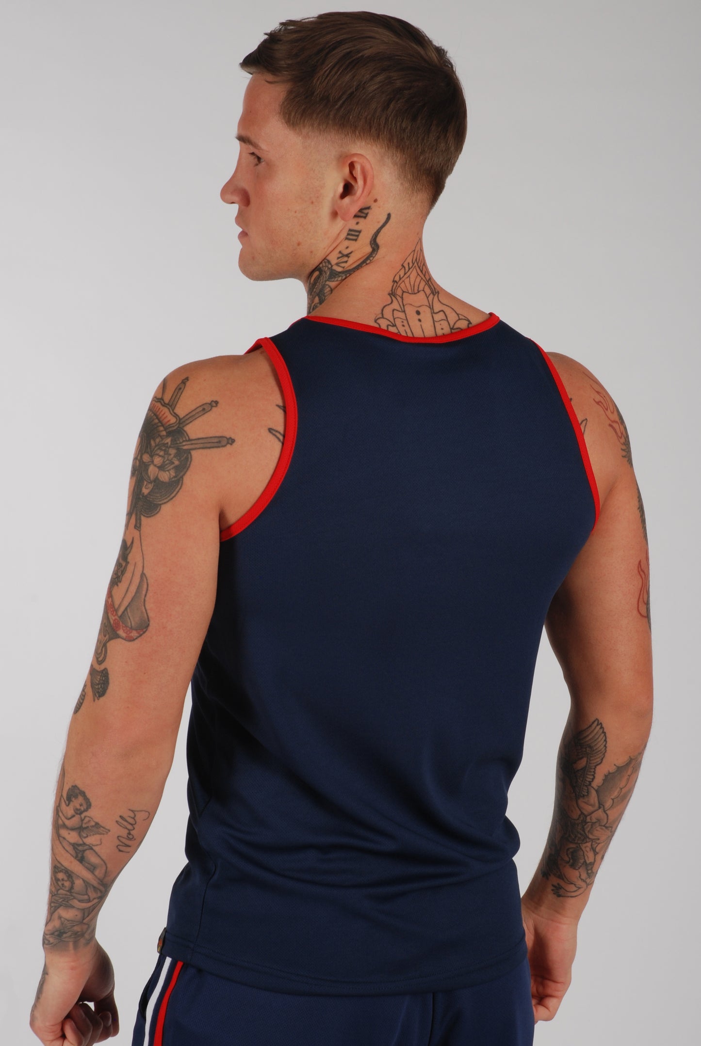 KRONK Iconic Detroit Applique Training Gym Vest Navy