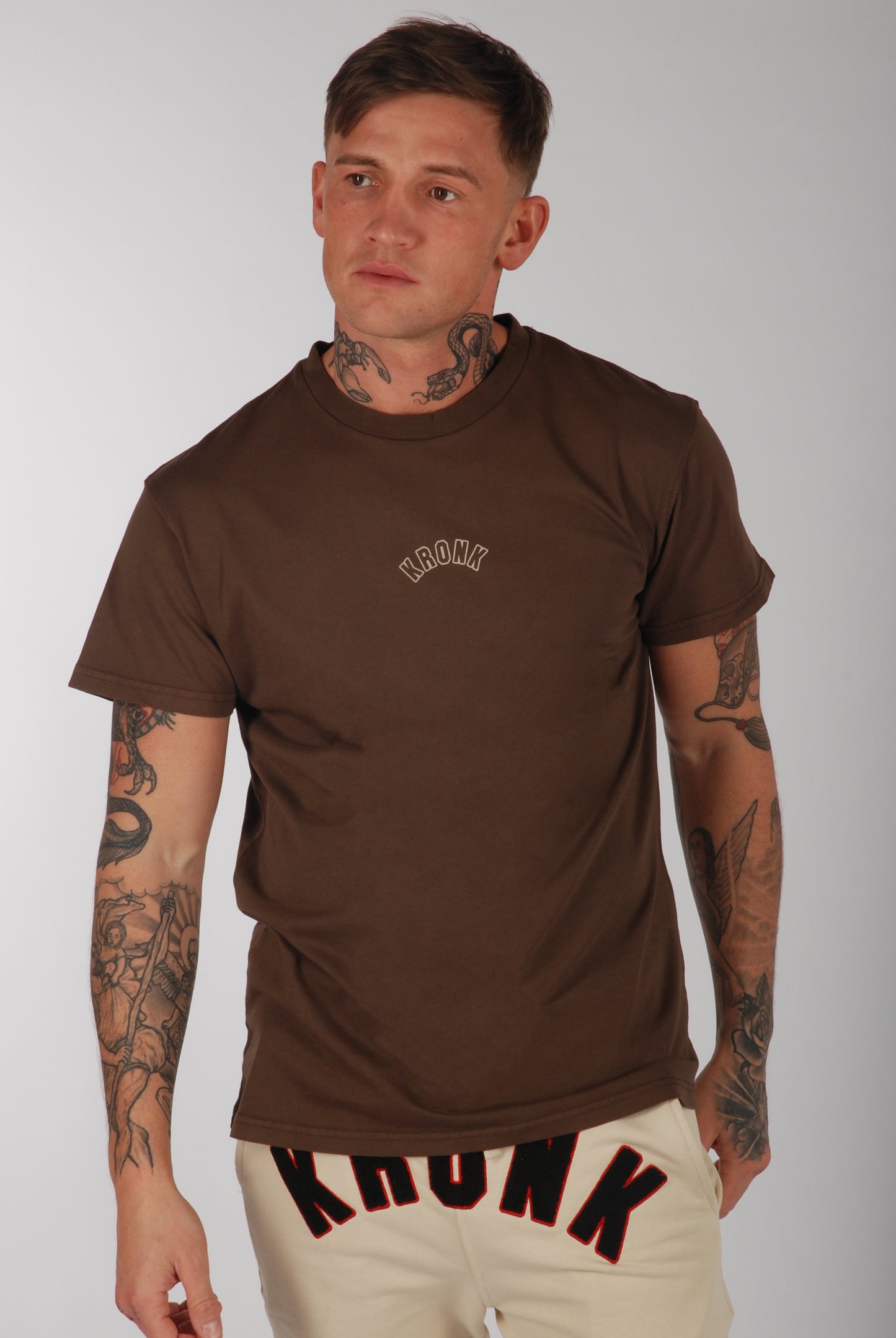 KRONK Sacrifice Loose Fit Vintage Wash T Shirt Cobblestone Brown