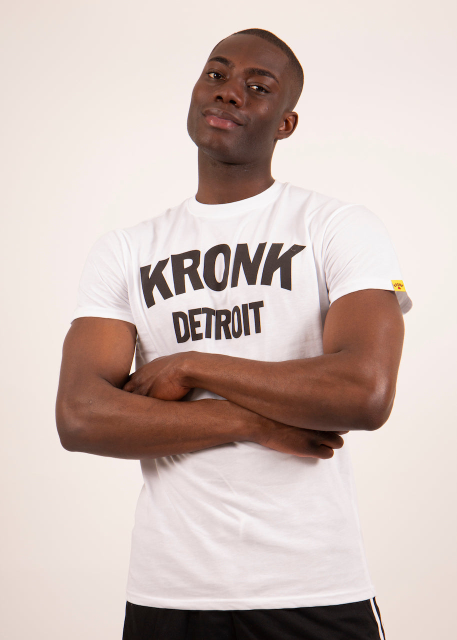 KRONK Detroit T Shirt White with Black logo