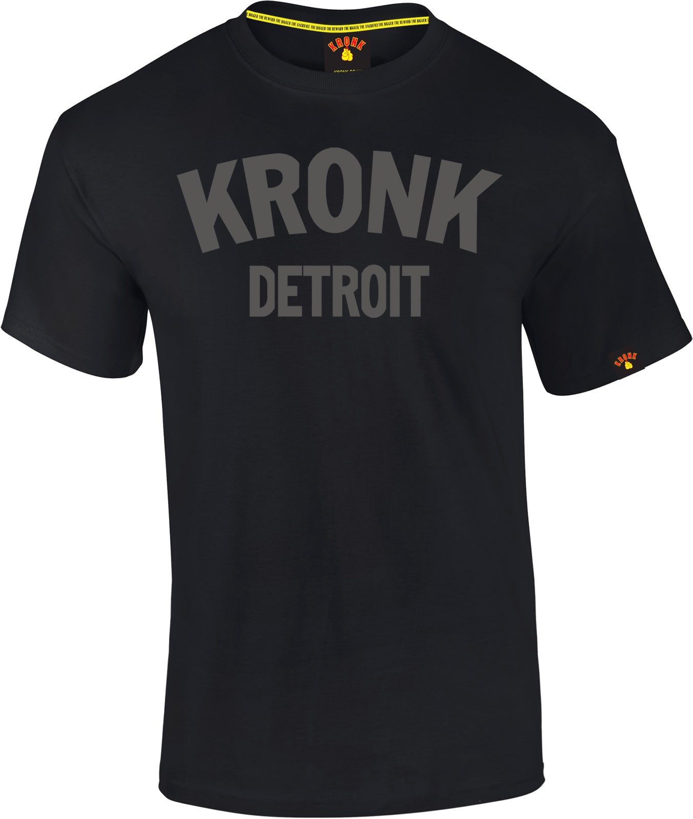 KRONK Detroit Regular Fit T Shirt Black with Charcoal logo