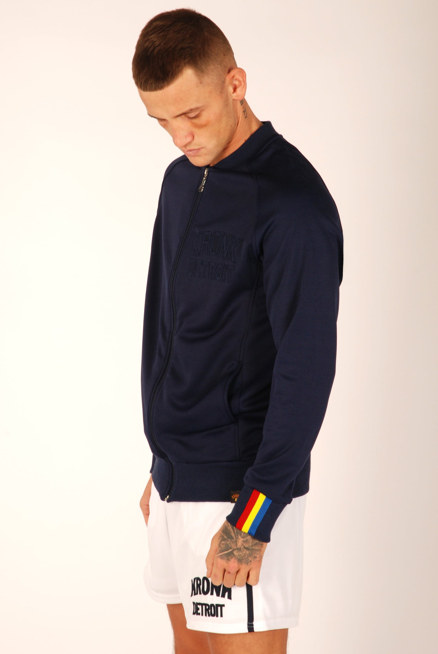 KRONK Iconic Detroit Zip Track Top Navy